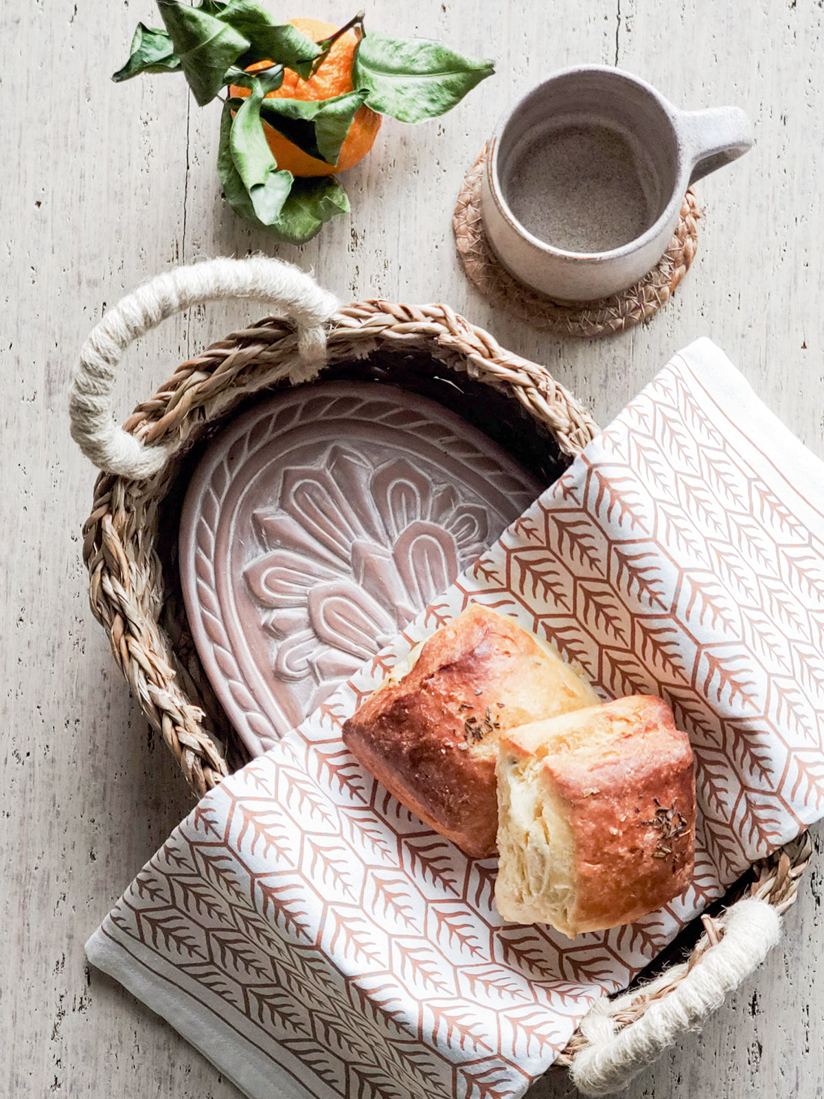 Bread Warmer & Basket Gift Set with Tea Towel - Flower | Heirloom Boulevard