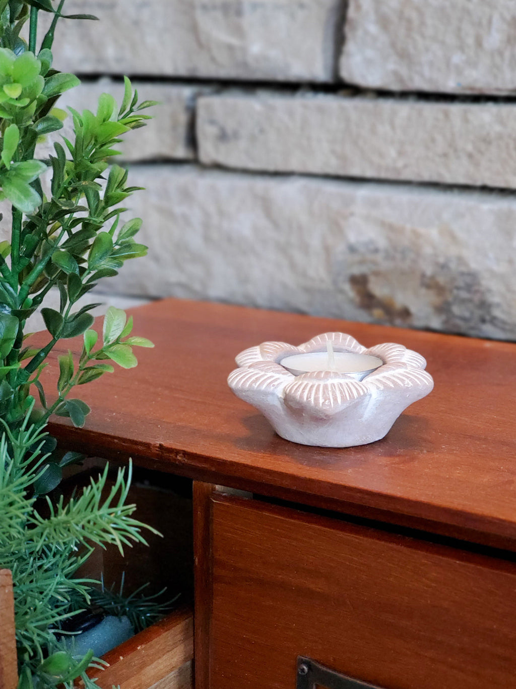 Terracotta Tea Light Candle Holder - Flower KORISSA | Heirloom Boulevard