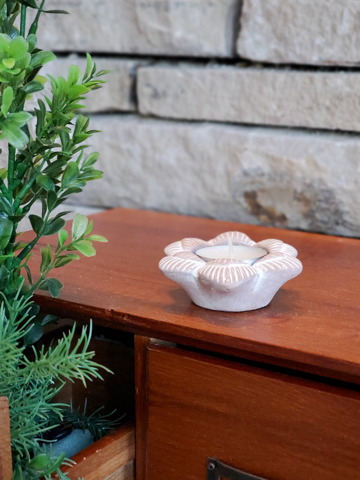 Terracotta Tea Light Candle Holder - Flower KORISSA | Heirloom Boulevard
