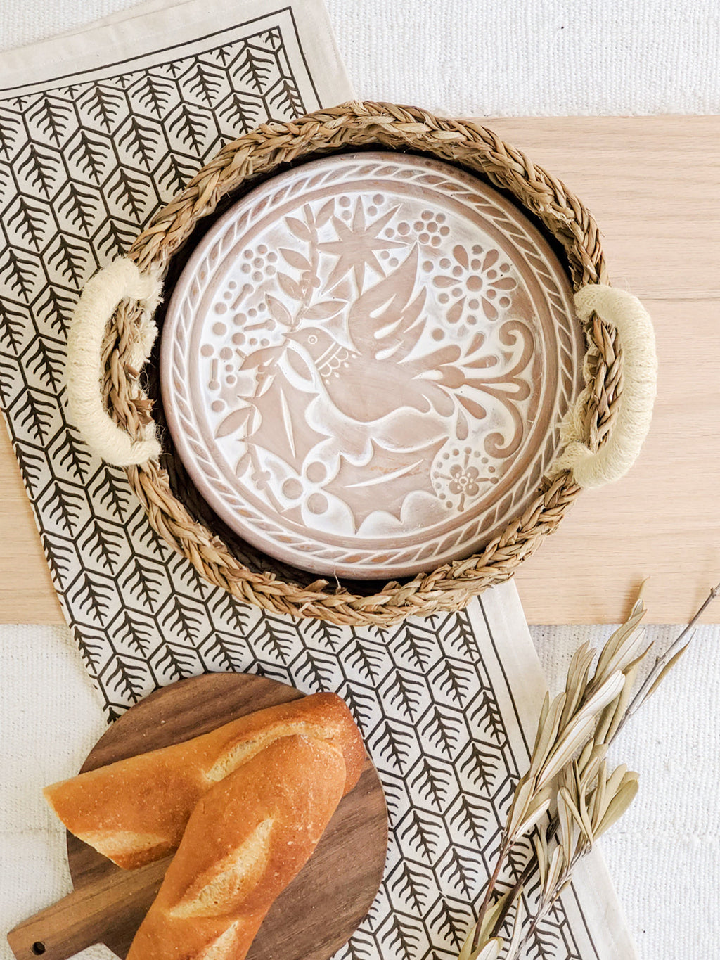 Bread Warmer & Basket Gift Set with Tea Towel - Bird Round | Heirloom Boulevard