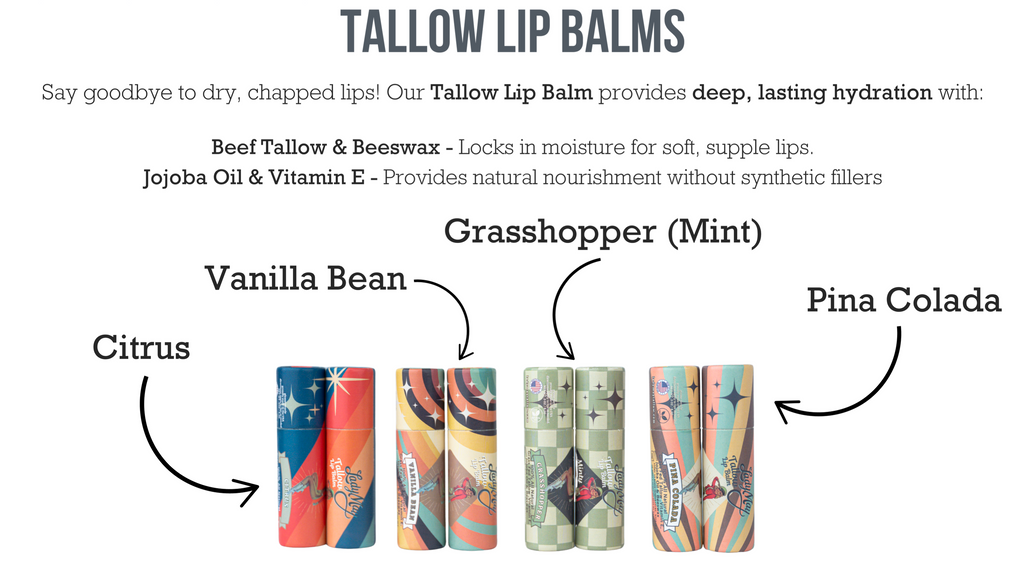Tallow Lip Balm Multipack - Citrus, Vanilla, Mint, Pina Colada Lady May Tallow | Heirloom Boulevard