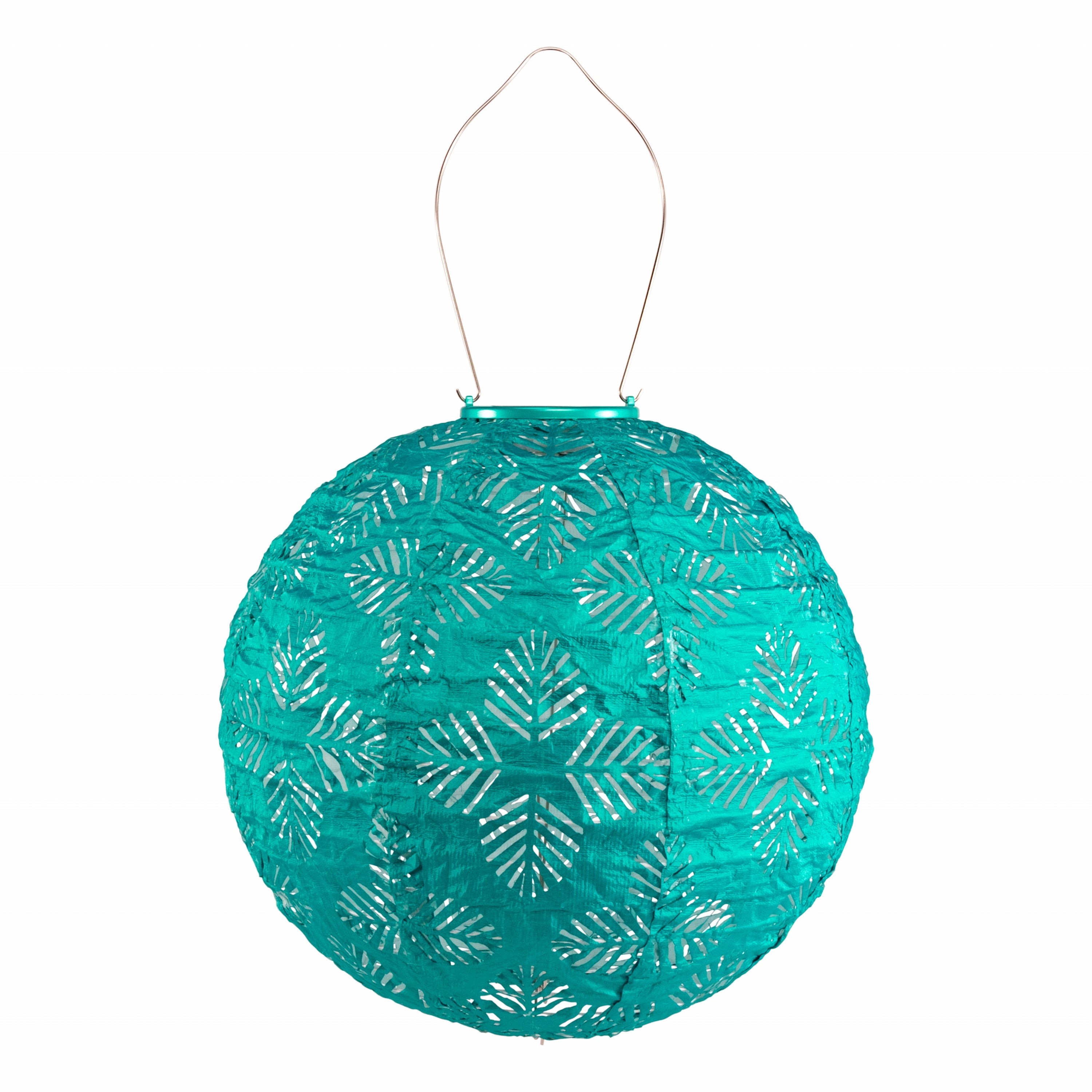 Allsop Soji Stella - Brights Geo Palm - 12" Solar Lantern Turquoise | Heirloom Boulevard