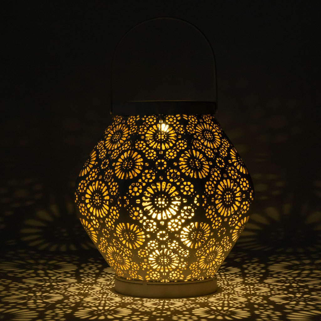 Allsop Daisy Punched Metal Solar Lantern | Heirloom Boulevard