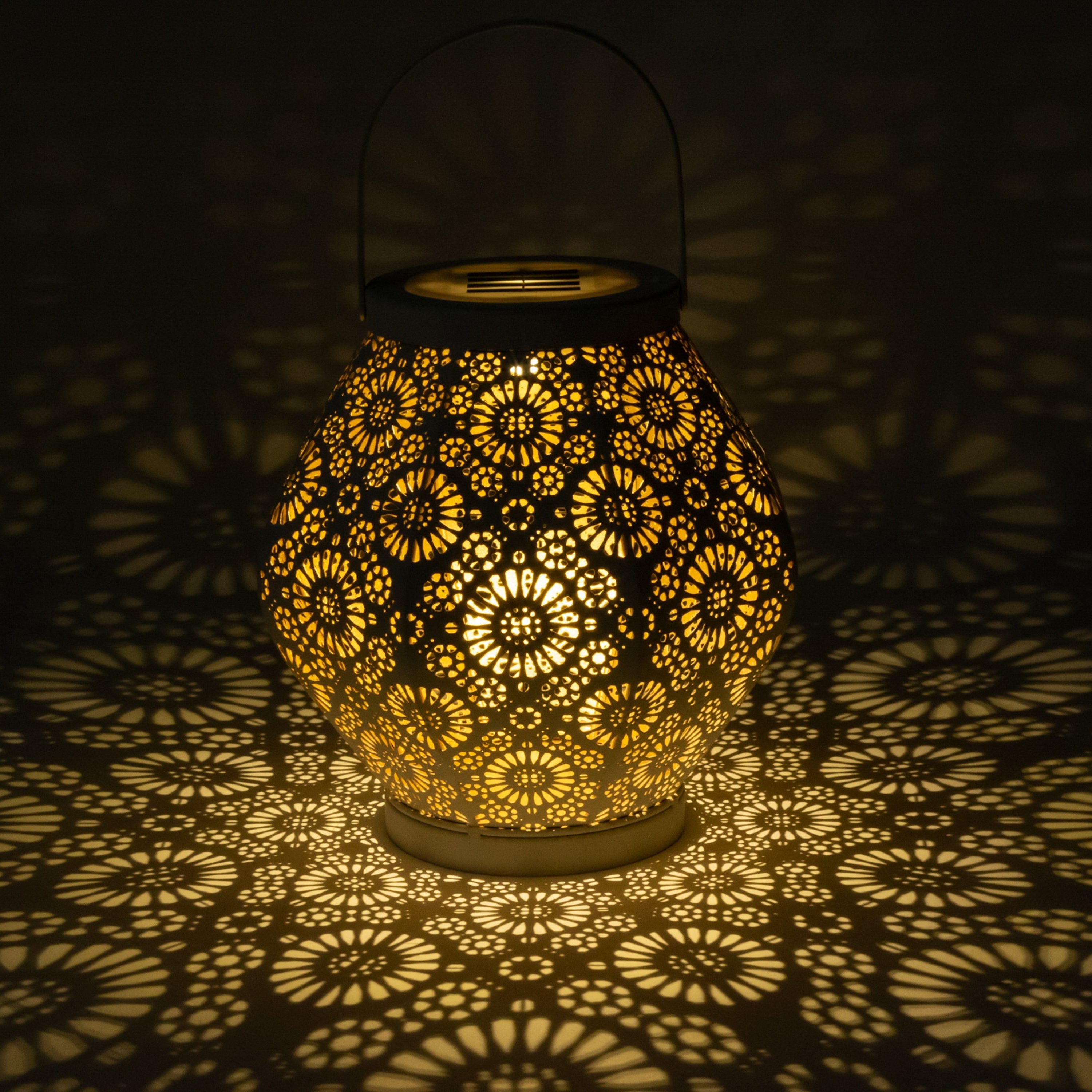 Allsop Daisy Punched Metal Solar Lantern | Heirloom Boulevard