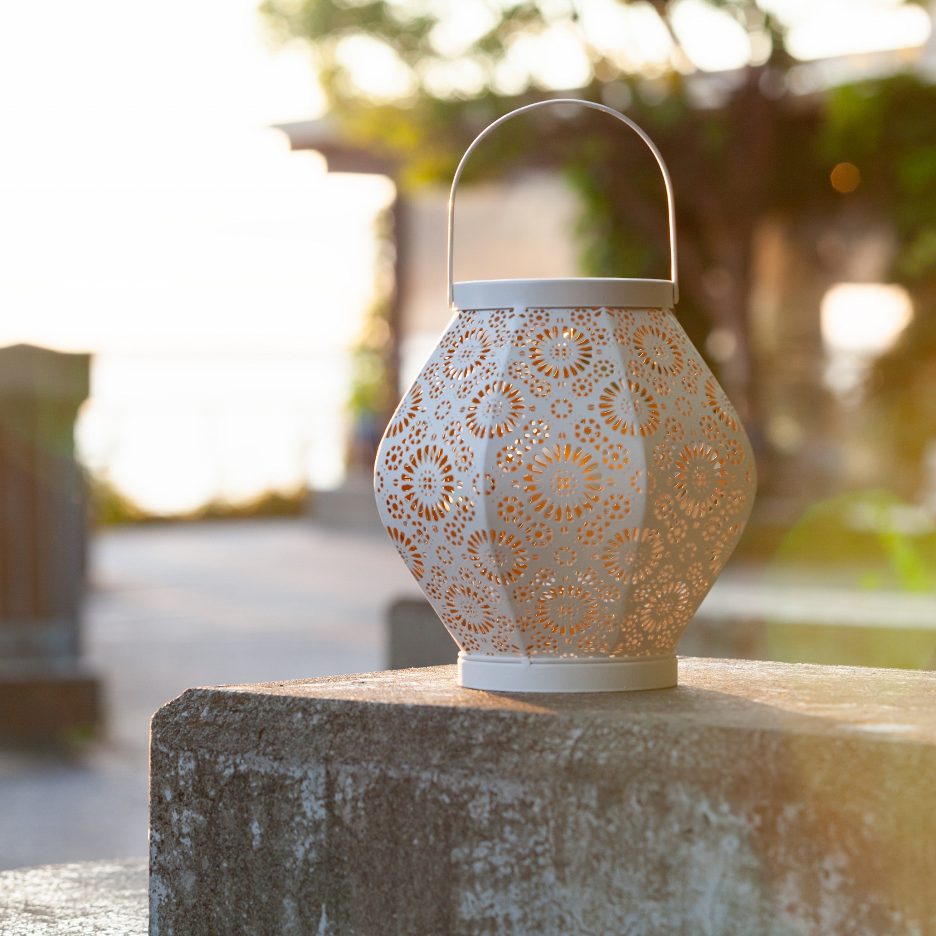 Allsop Daisy Punched Metal Solar Lantern | Heirloom Boulevard