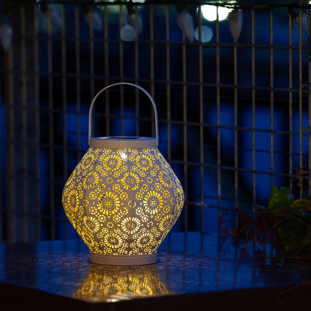 Allsop Daisy Punched Metal Solar Lantern | Heirloom Boulevard