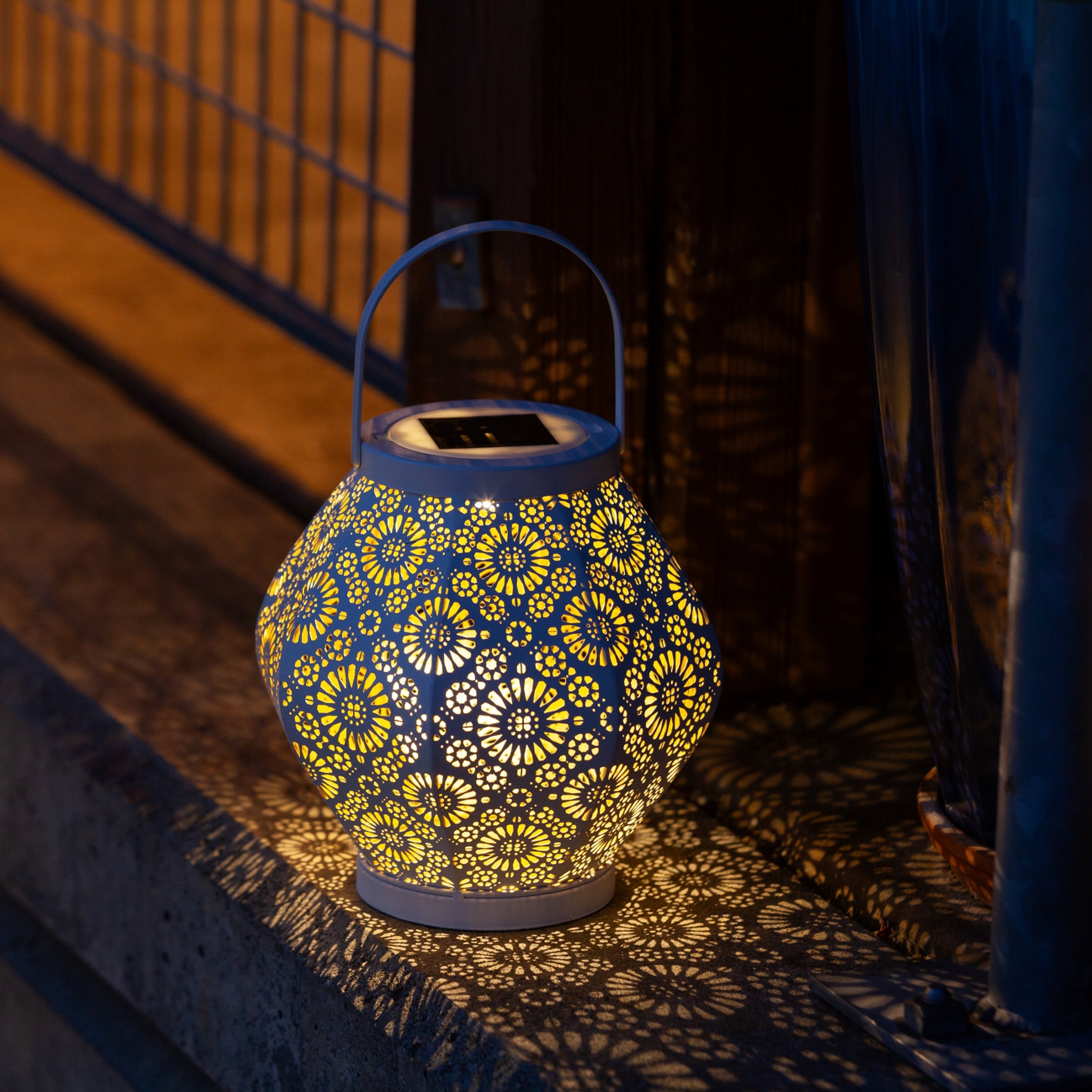 Allsop Daisy Punched Metal Solar Lantern | Heirloom Boulevard