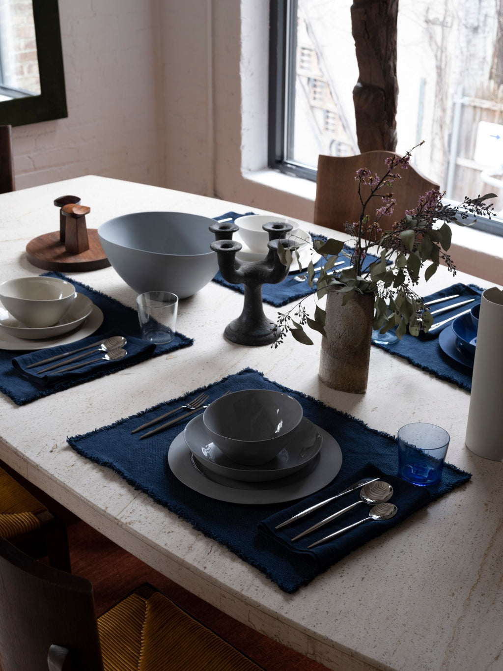 French Presse Linens Handblown Tumbler-Sky | Heirloom Boulevard