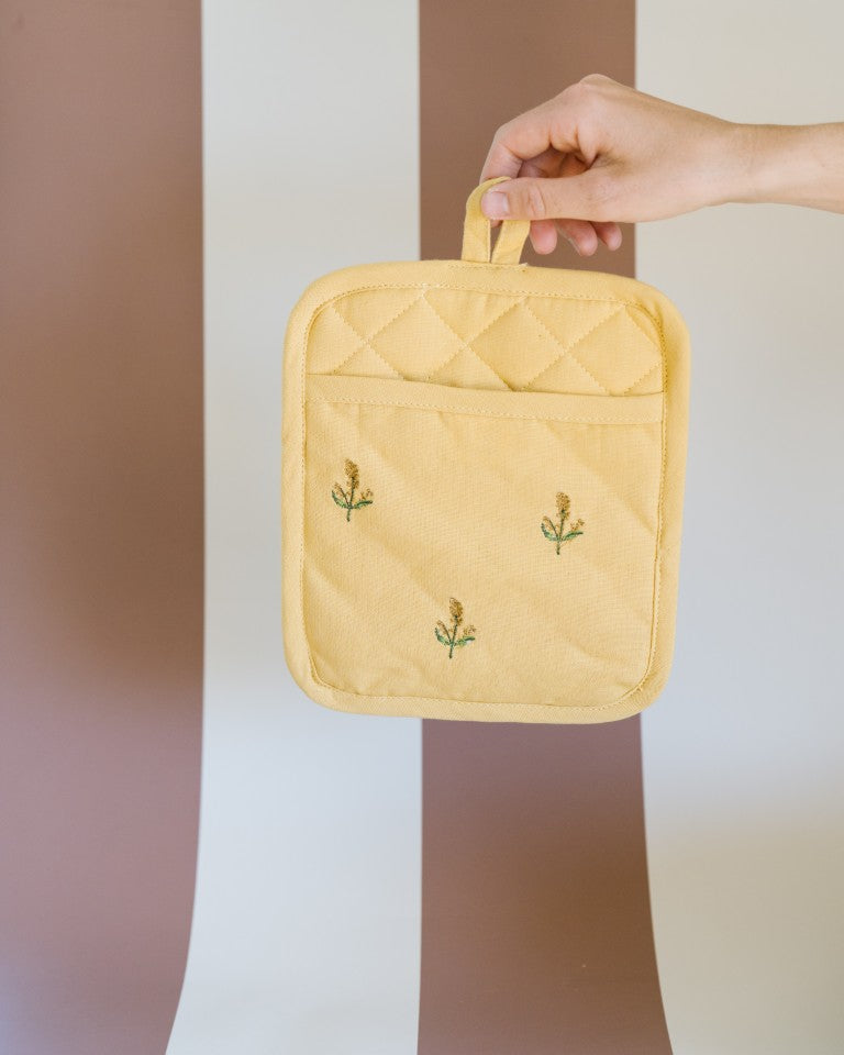 Galley & Fen Yellow Embroidered Pot Holder | Heirloom Boulevard