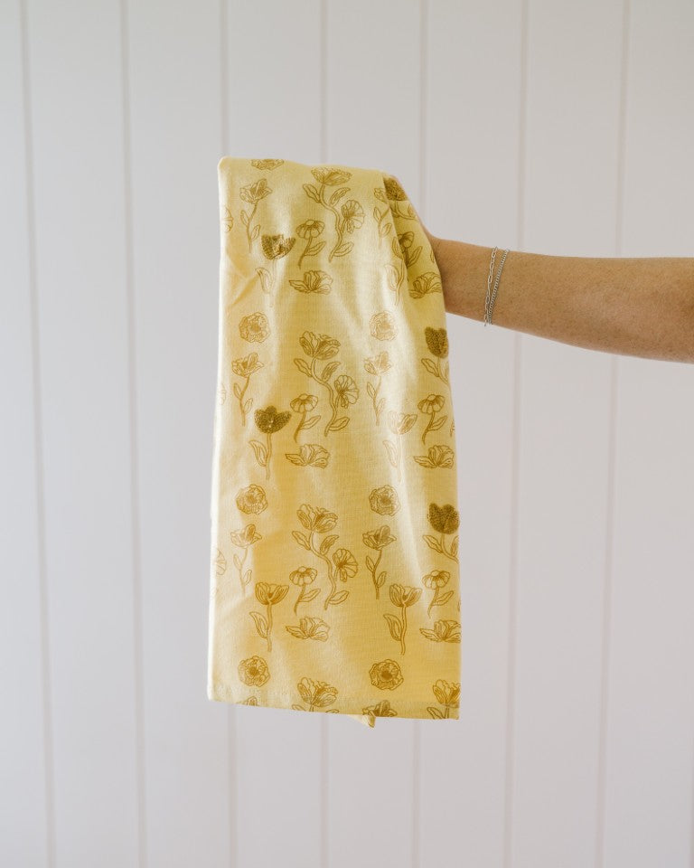 Galley & Fen Yellow Poppy Embroidered Dish Towel | Heirloom Boulevard