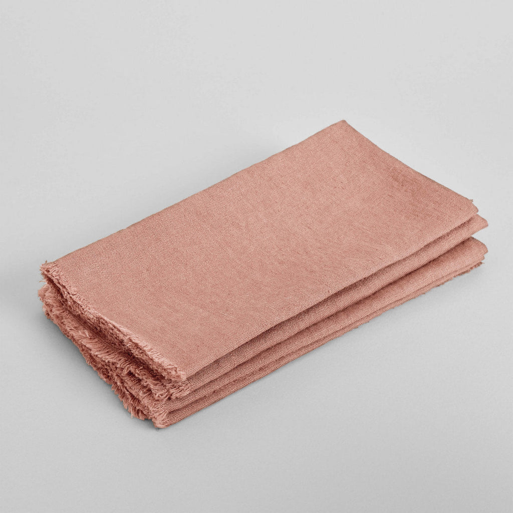 Bloomist Fringed Linen Napkin Faded Terra Cotta | Heirloom Boulevard