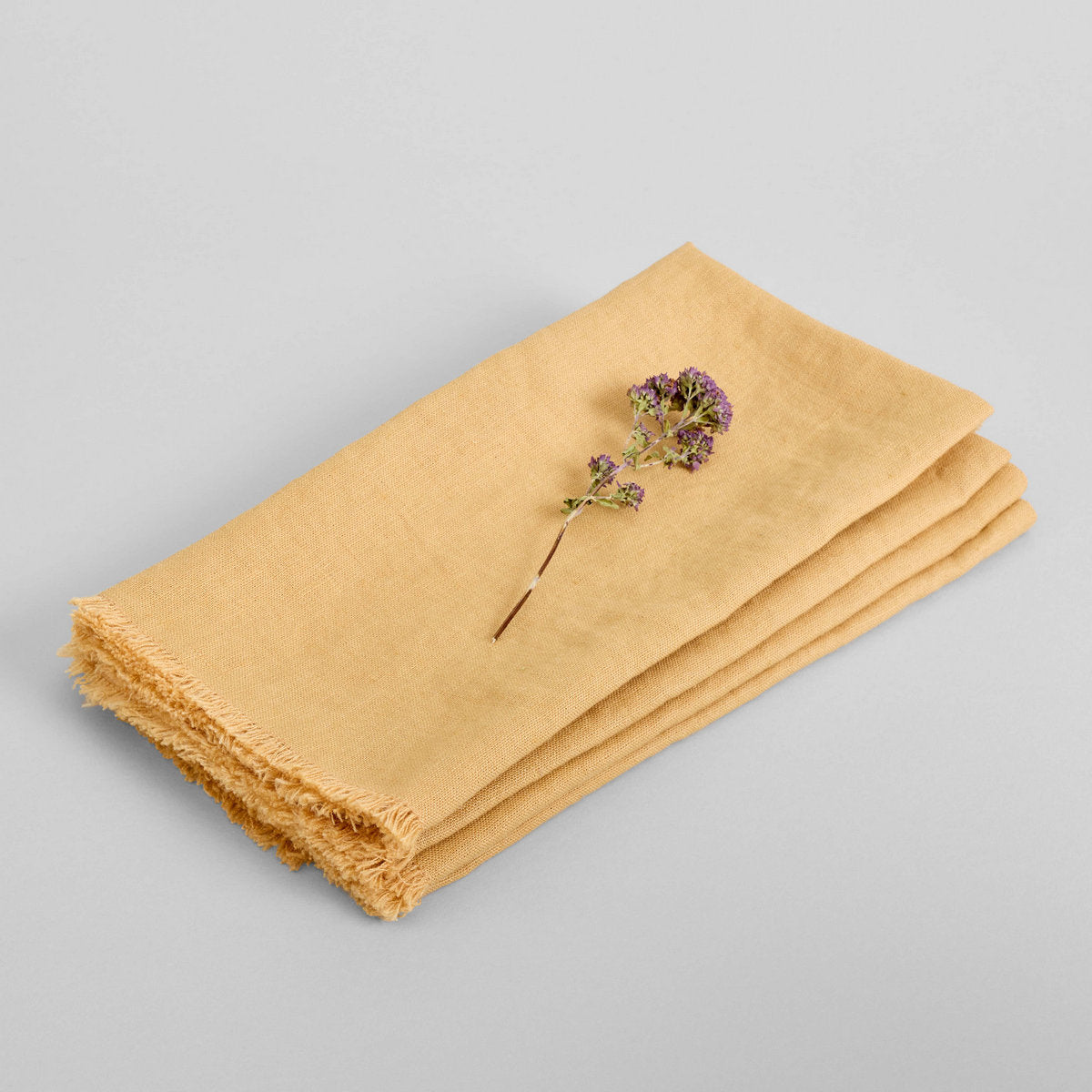 Bloomist Fringed Linen Napkin Mustard | Heirloom Boulevard