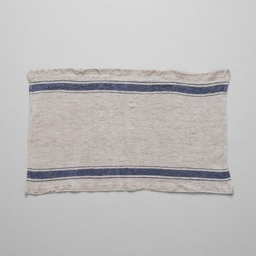 Bloomist Vintage Stripe Linen Tea Towel Blue | Heirloom Boulevard