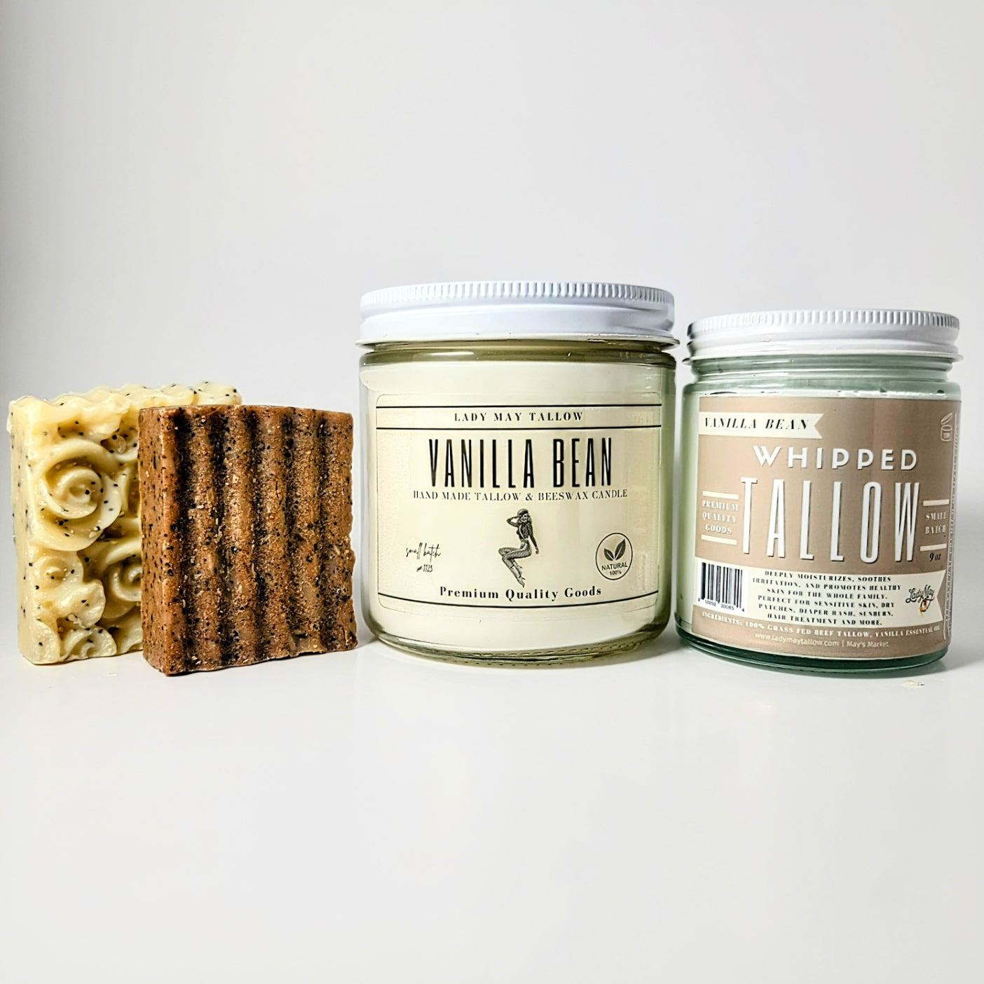 All-Natural Vanilla  Whipped Tallow, Candle and Soap Premium Quality All Natural Gift Box by The Lady May Lady May Tallow | Heirloom Boulevard