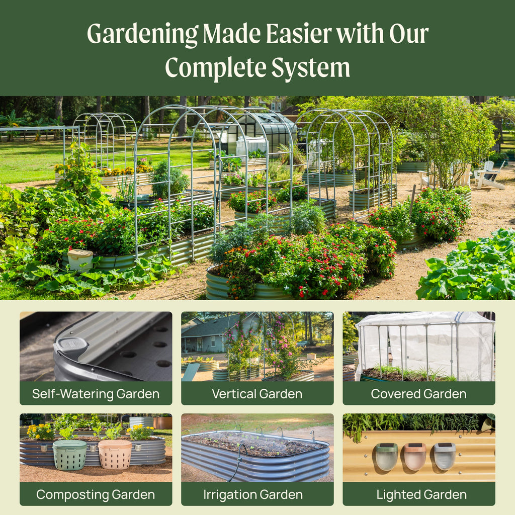 Vego Garden 17" Tall 9 In 1 Large Modular Metal Raised Garden Bed Kit | Heirloom Boulevard