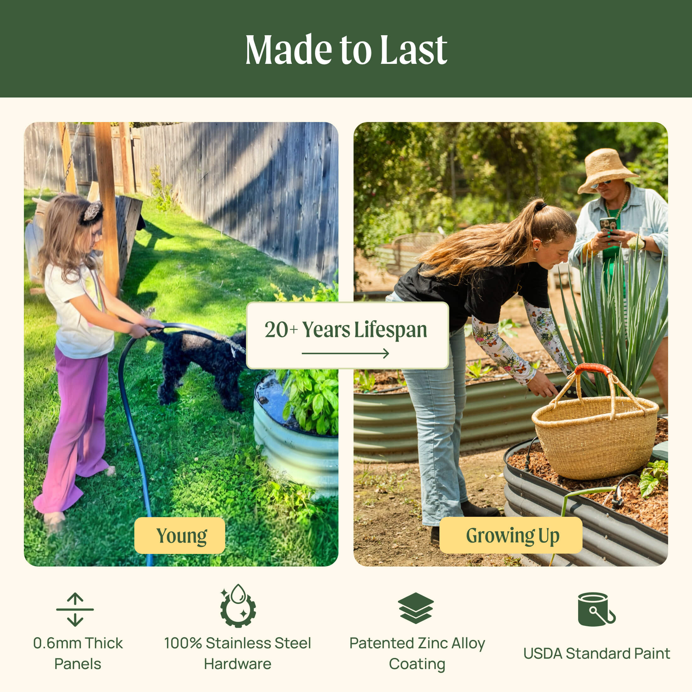 Vego Garden 17" Tall 6 In 1 Medium Modular Metal Raised Garden Bed Kit | Heirloom Boulevard
