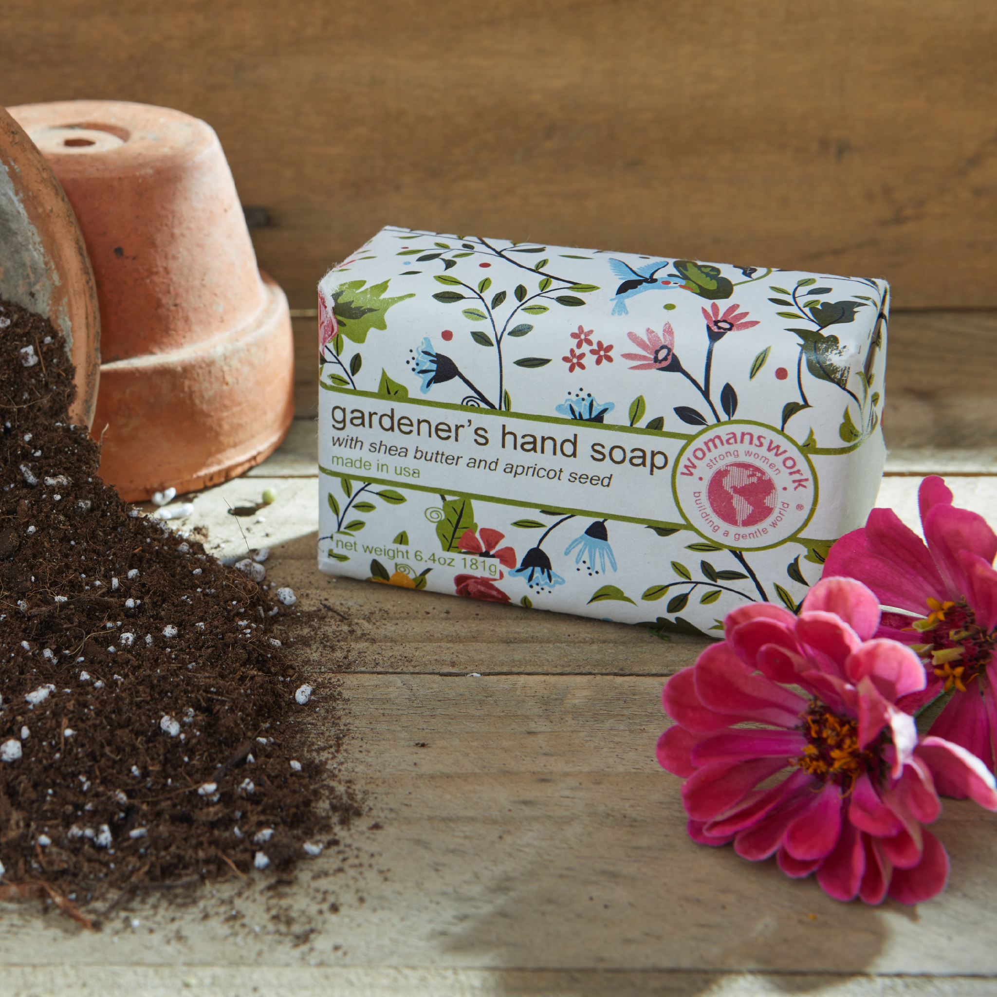 Womanswork Gardener's Hand Soap, packaged in Garden of Paradise print | Heirloom Boulevard