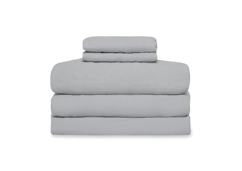 French Presse Linens Washed Linen Sheet Set Sky | Heirloom Boulevard