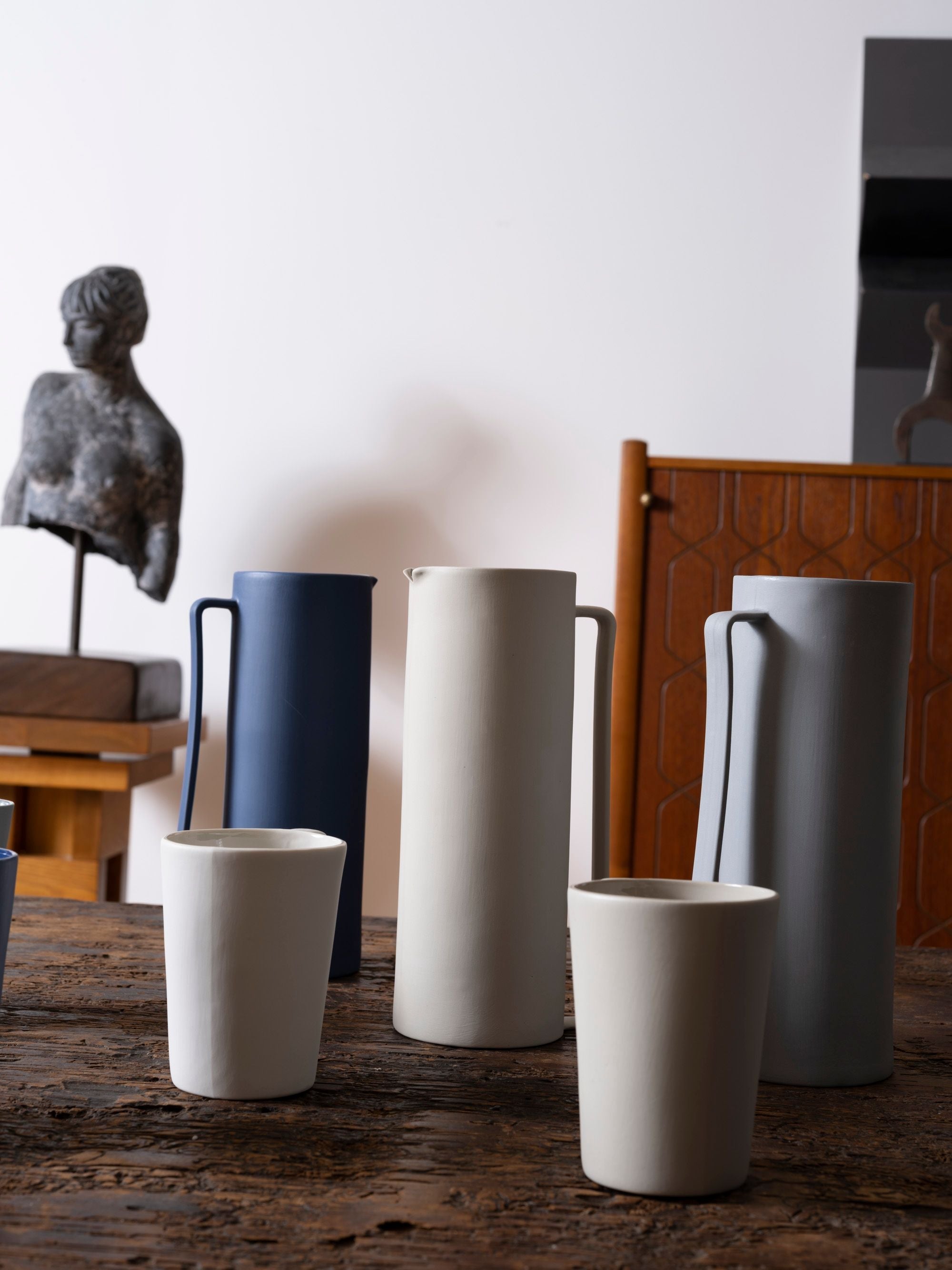French Presse Linens Onda Pitcher-Cloud | Heirloom Boulevard
