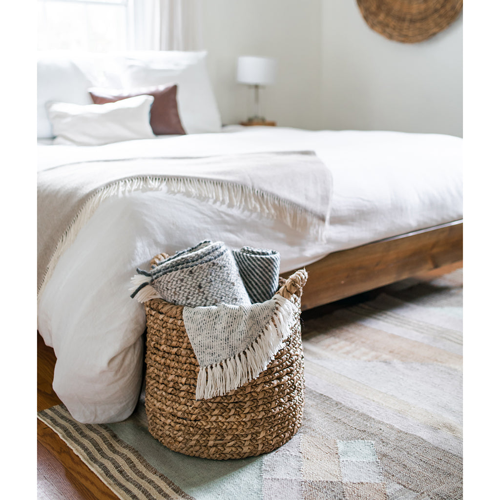 Chunky Gray Weave Alpaca Throw SLATE + SALT | Heirloom Boulevard