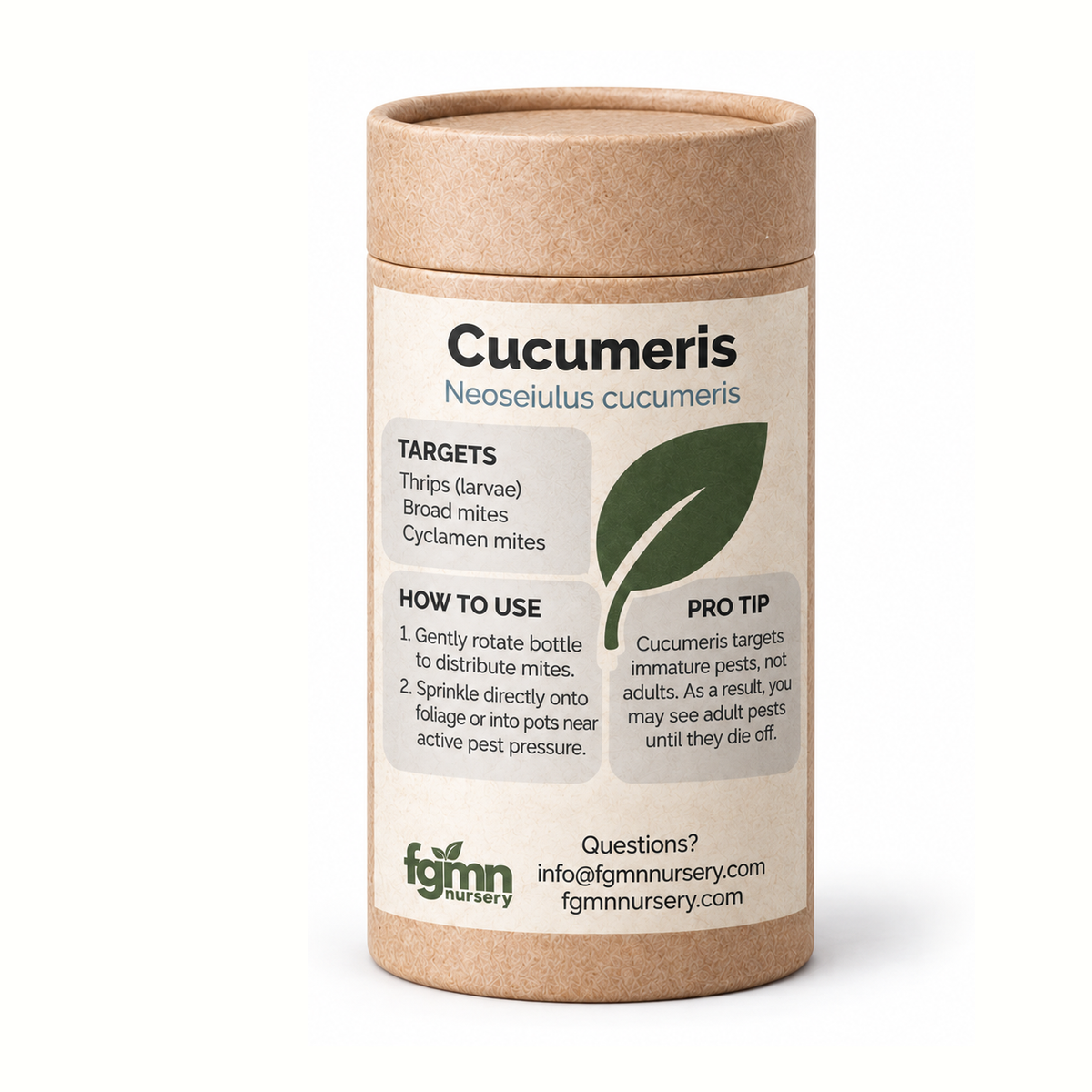 FGMN Nursery Amblyseius cucumeris 3X-Large — Up to 200 Plants (50,000 Mites) | Heirloom Boulevard