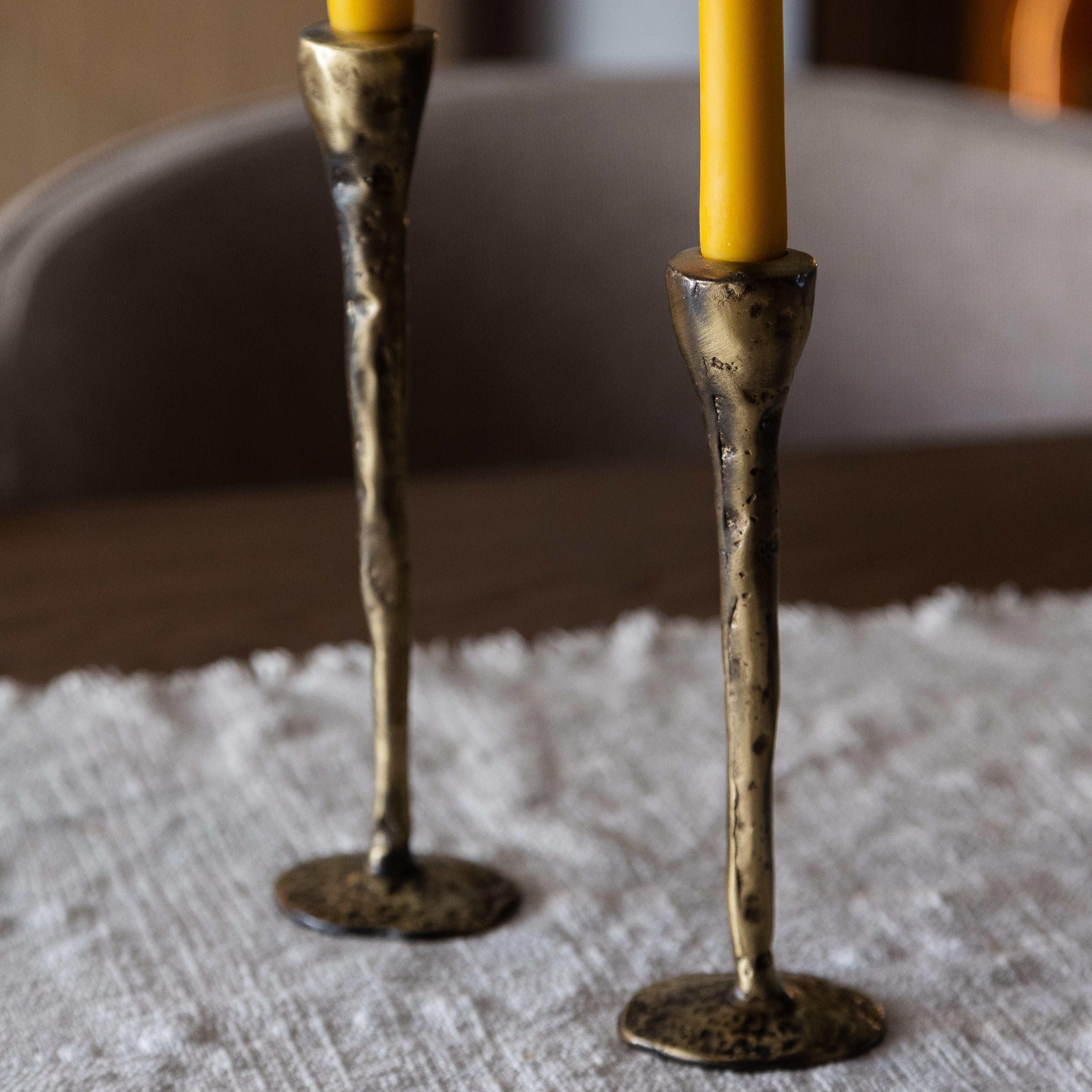 Out of the Blue Antique Brass Large Candlesticks - Set of 3 | Heirloom Boulevard