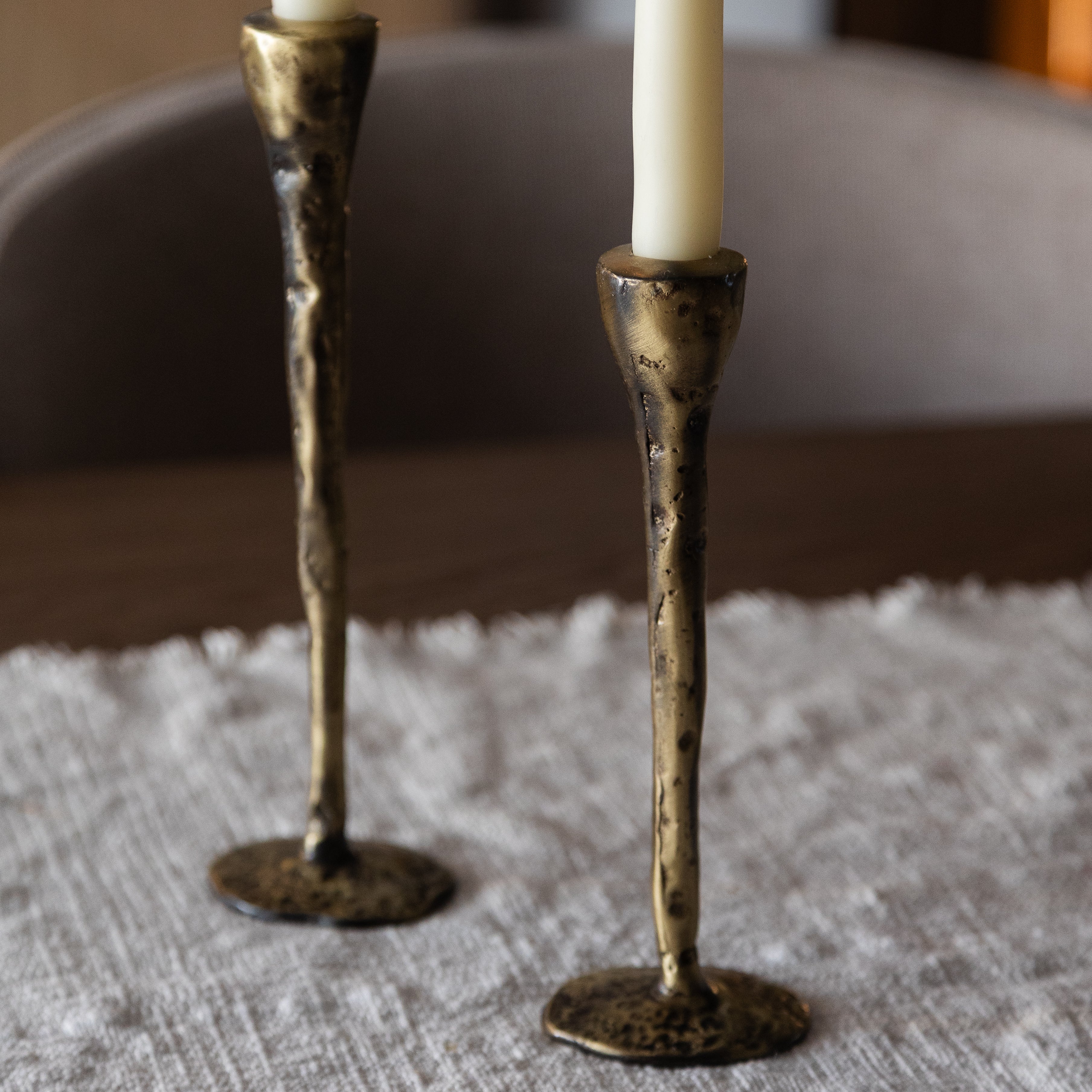 Out of the Blue Antique Brass Large Candlesticks - Set of 3 | Heirloom Boulevard