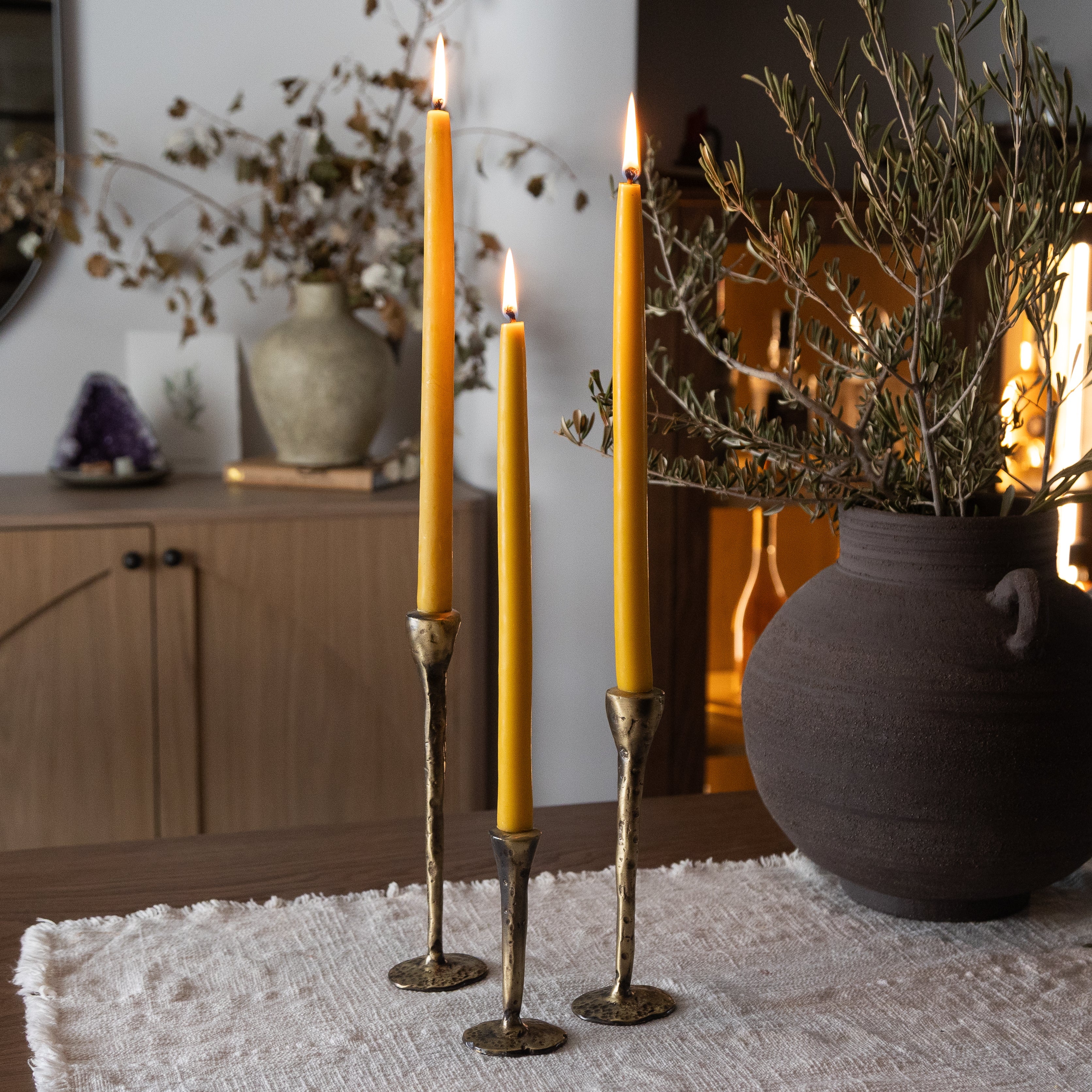 Out of the Blue Antique Brass Large Candlesticks - Set of 3 | Heirloom Boulevard