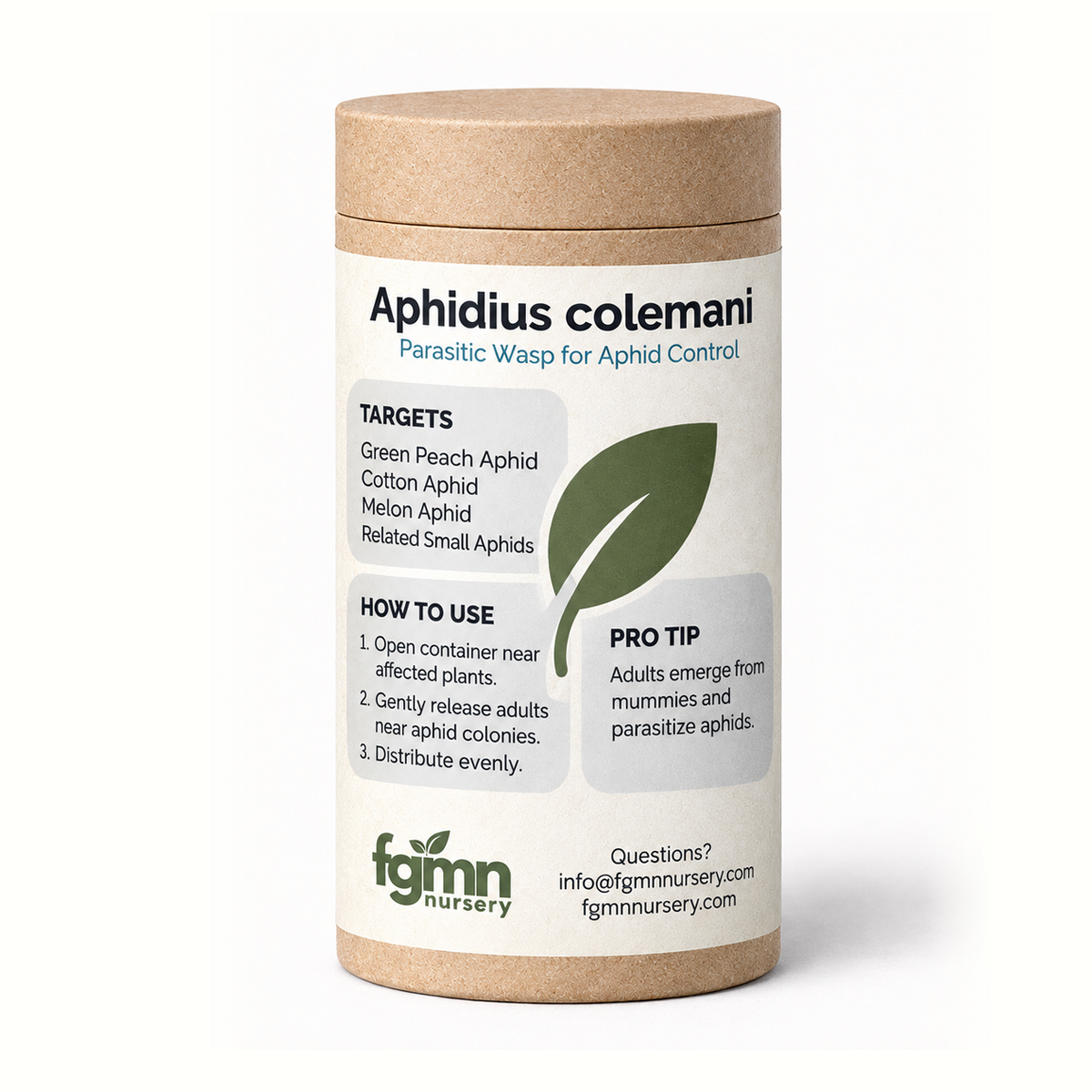 FGMN Nursery Aphidius Colemani 3X-Large — Up to 150 Plants (600 Colemani) | Heirloom Boulevard