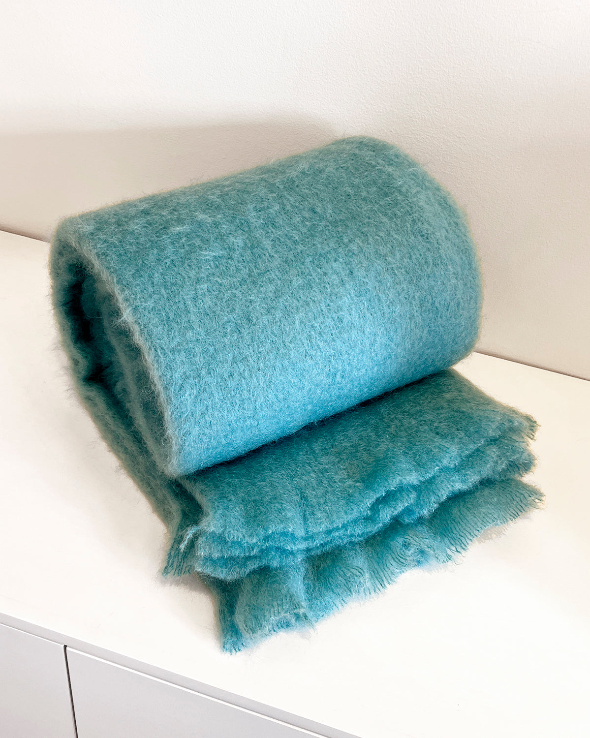 Mantas Ezcaray Aquamarine Mohair Blanket Throw atacama home | Heirloom Boulevard