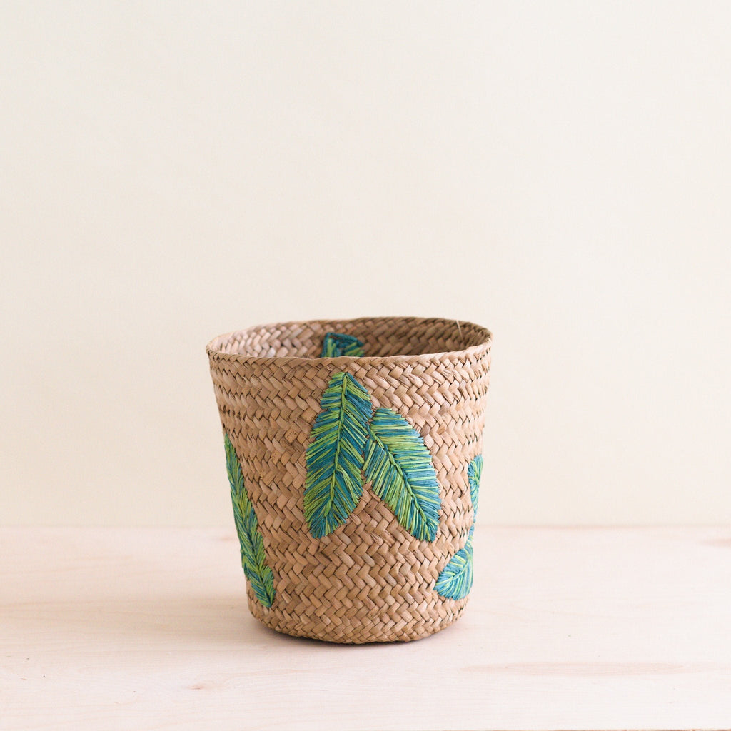 LIKHÂ Banana Leaf Embroidery Soft Woven Basket - Plant Baskets | LIKHÂ