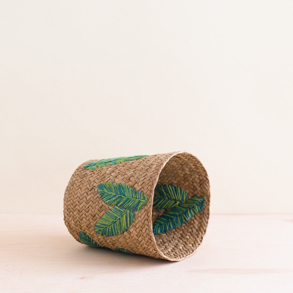 LIKHÂ Banana Leaf Embroidery Soft Woven Basket - Plant Baskets | LIKHÂ