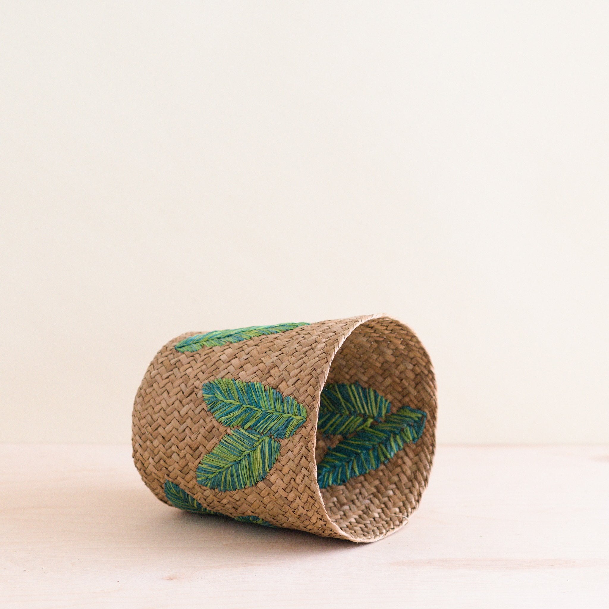 LIKHÂ Banana Leaf Embroidery Soft Woven Basket - Plant Baskets | LIKHÂ