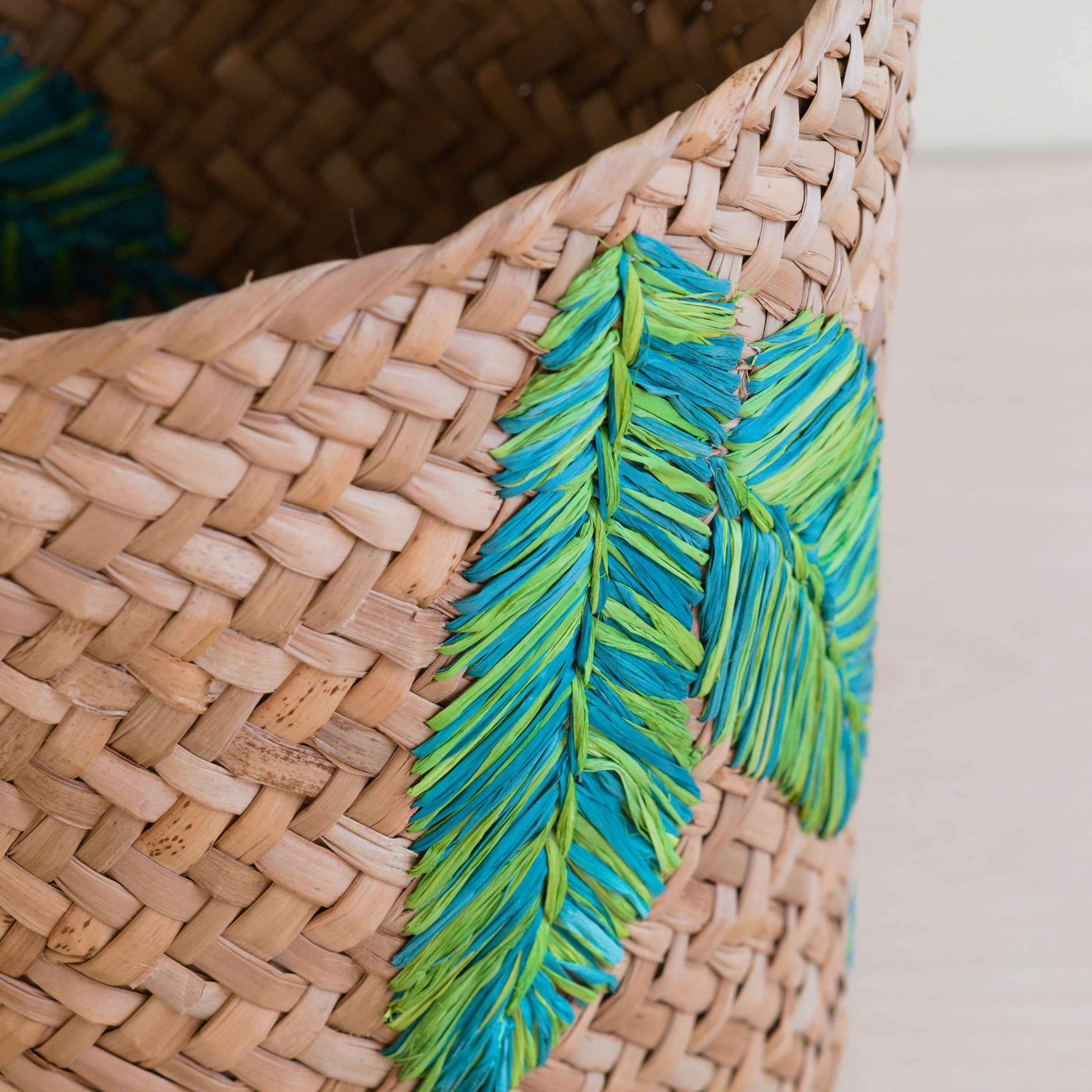 LIKHÂ Banana Leaf Embroidery Soft Woven Basket - Plant Baskets | LIKHÂ
