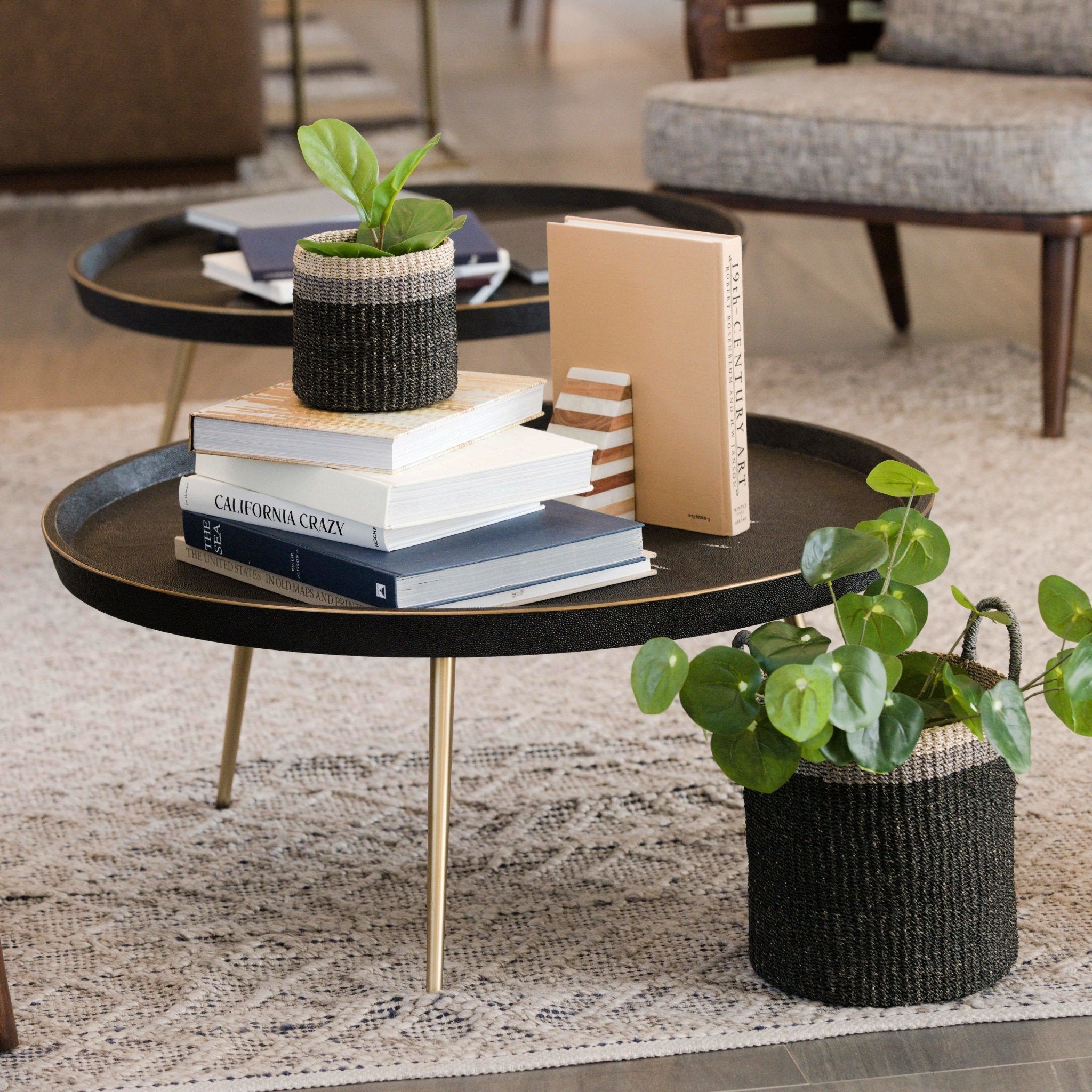 LIKHÂ Black Floor Basket with Handle - Storage Baskets | LIKHÂ