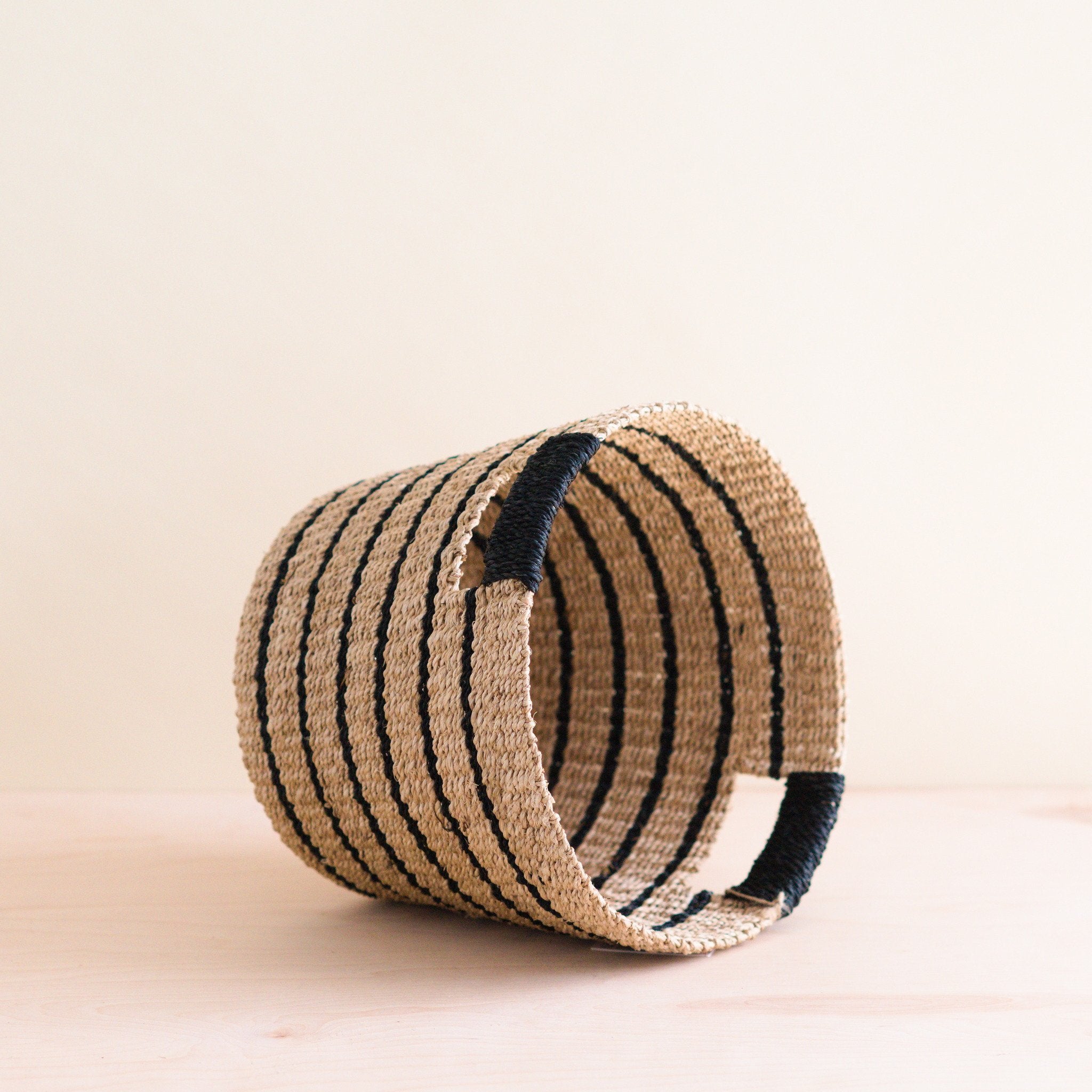 LIKHÂ Black + Natural Striped Tapered Basket - Modern Baskets | LIKHÂ