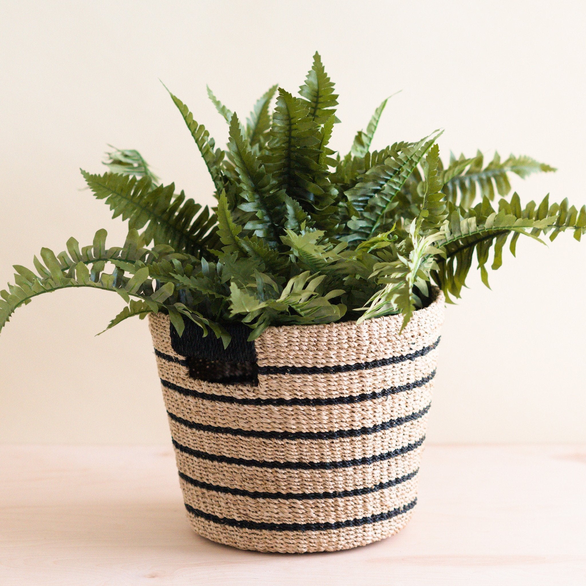 LIKHÂ Black + Natural Striped Tapered Basket - Modern Baskets | LIKHÂ