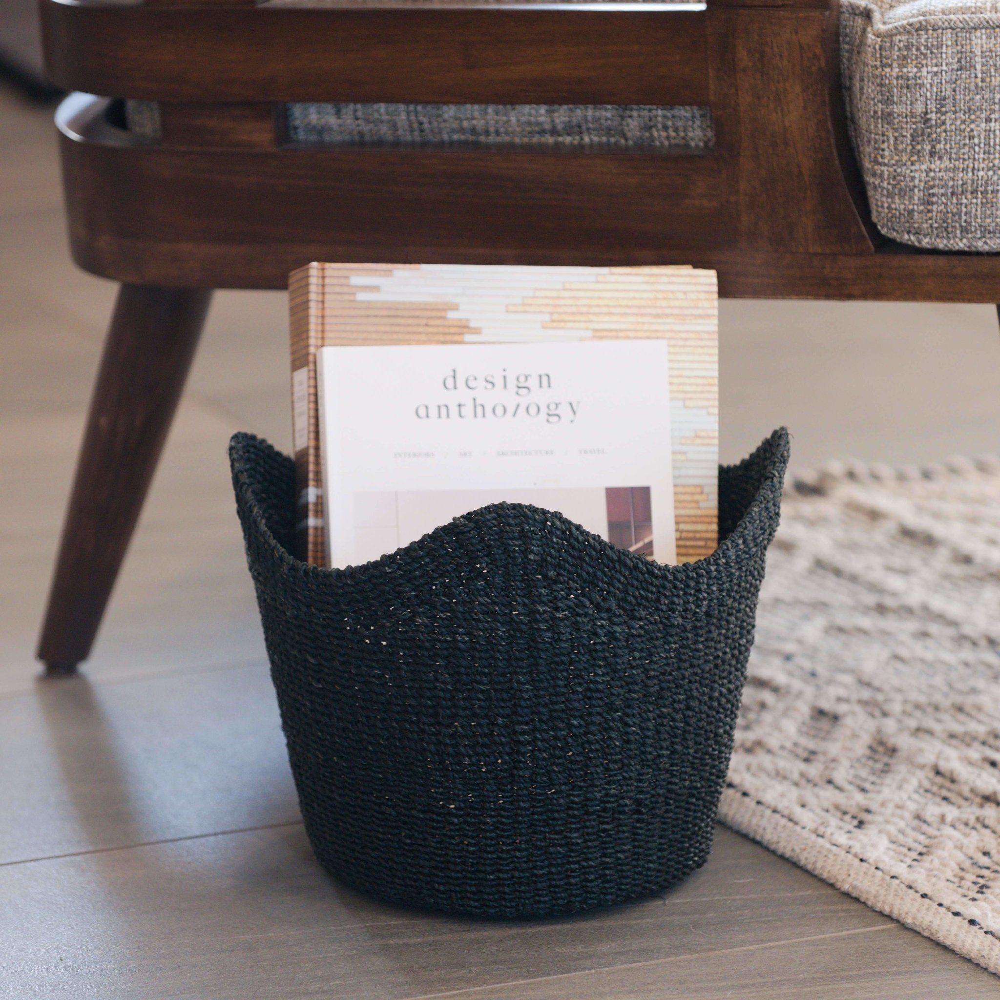 LIKHÂ Black Scallop Basket - Handwoven Basket | LIKHÂ