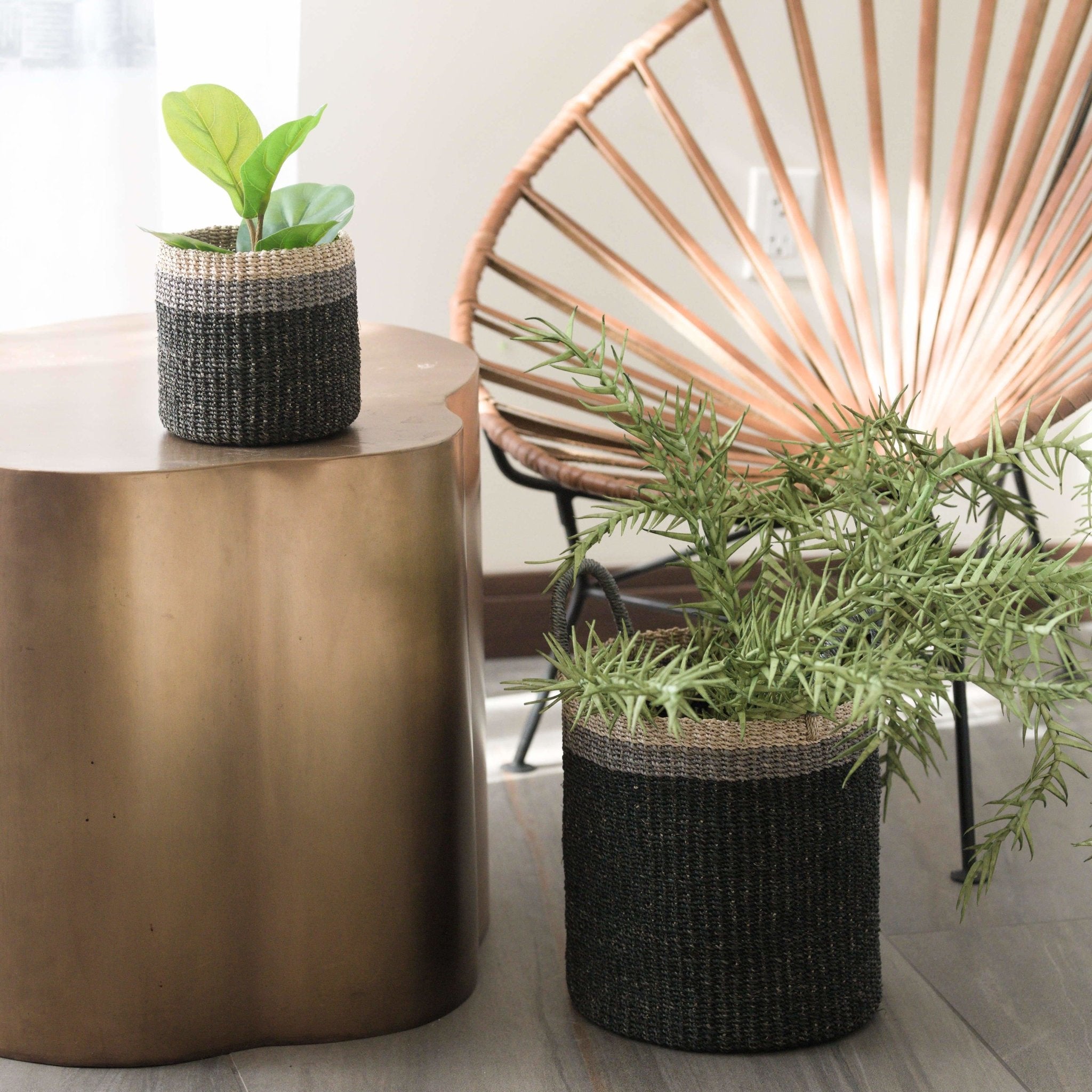 LIKHÂ Black Tabletop Mini Basket - Handmade Baskets | LIKHÂ