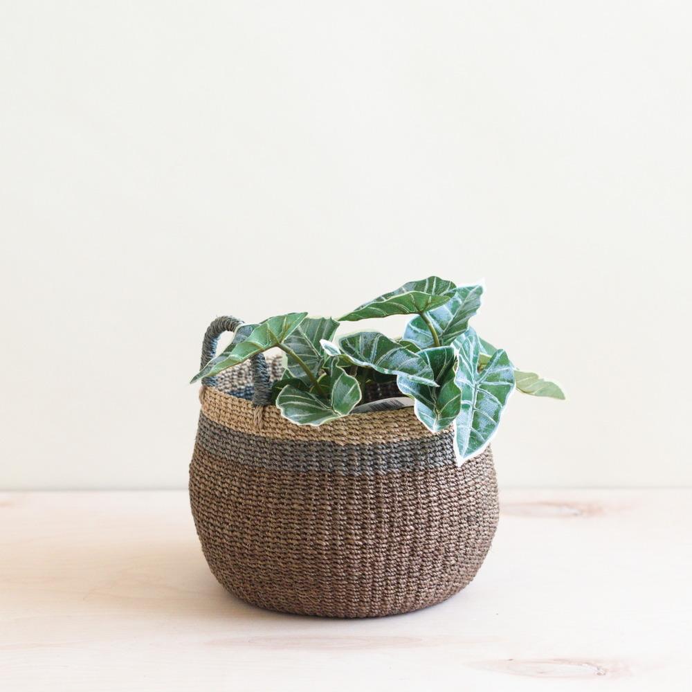 LIKHÂ Brown Tabletop Bulge Basket with Handle - Catch-all Basket | LIKHÂ