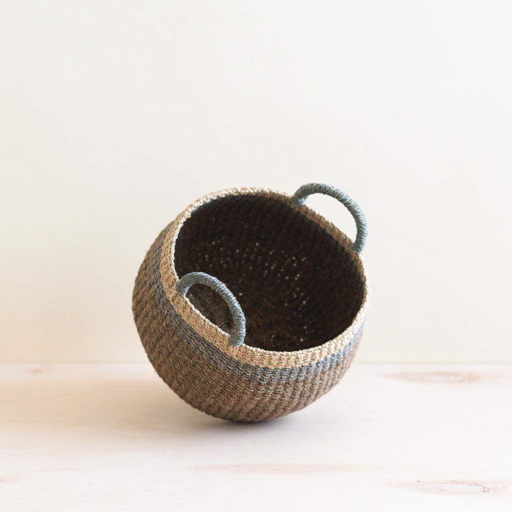 LIKHÂ Brown Tabletop Bulge Basket with Handle - Catch-all Basket | LIKHÂ