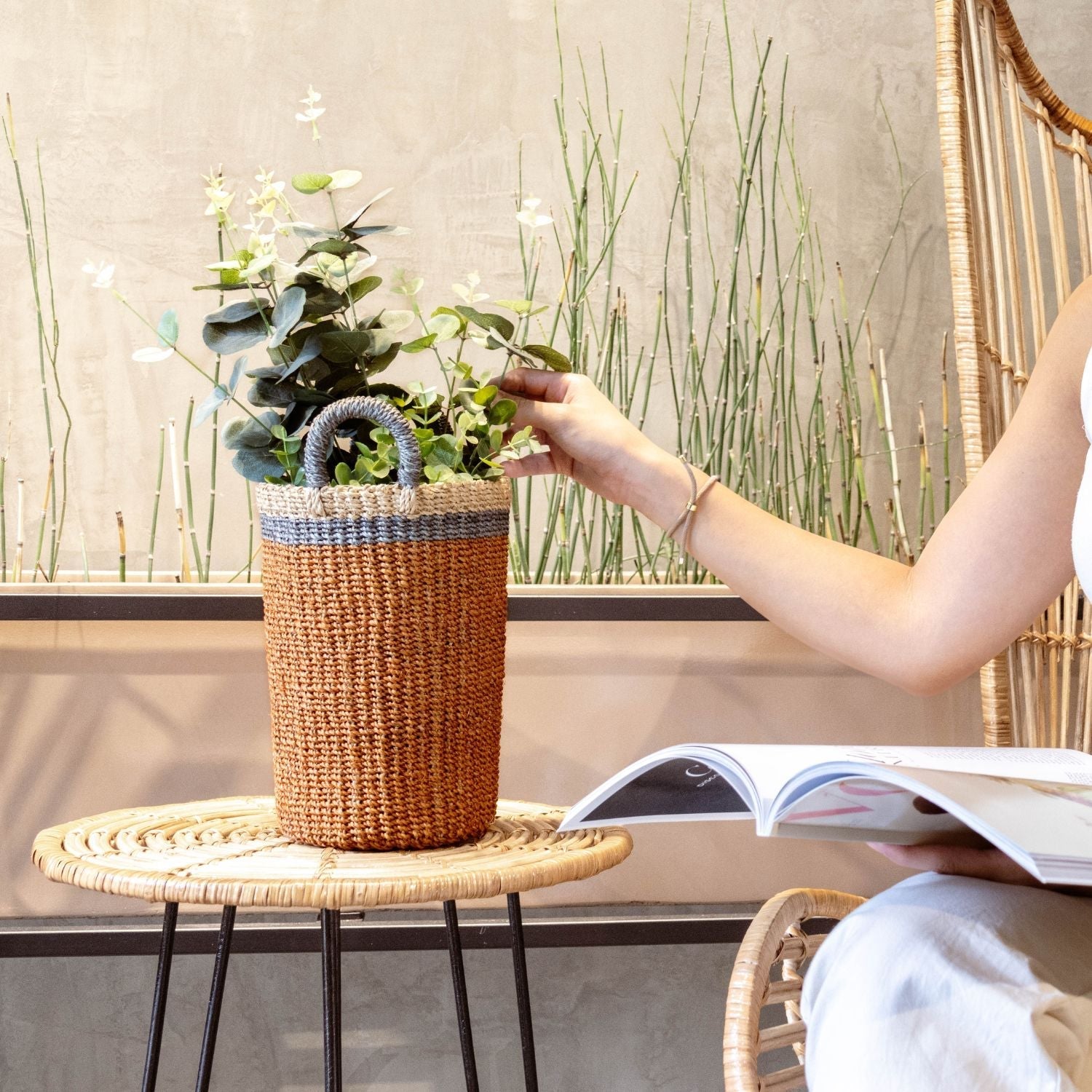 Coral Wicker Basket Vase - Decorative Basket | LIKHÂ | Heirloom Boulevard