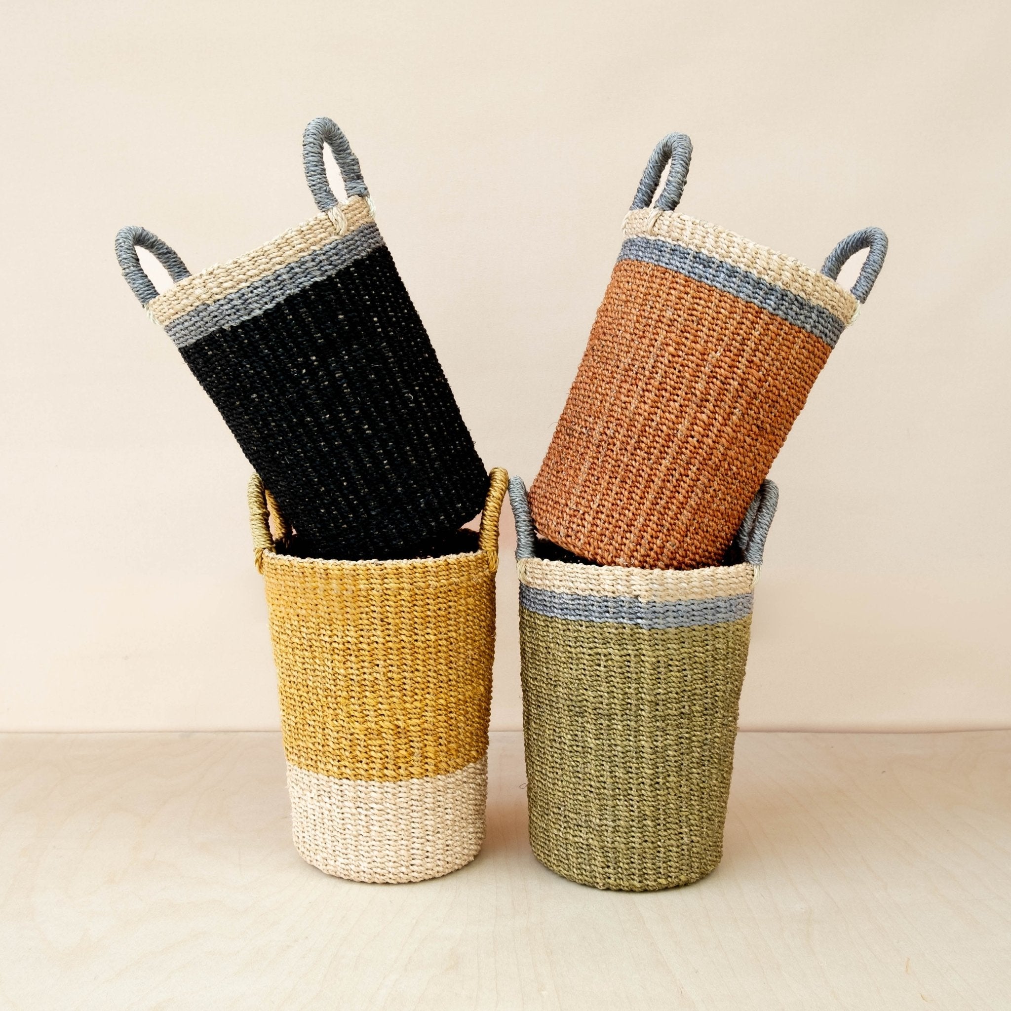 Mustard Tall Woven Basket Vase - Wicker Basket | LIKHÂ LIKHÂ | Heirloom Boulevard