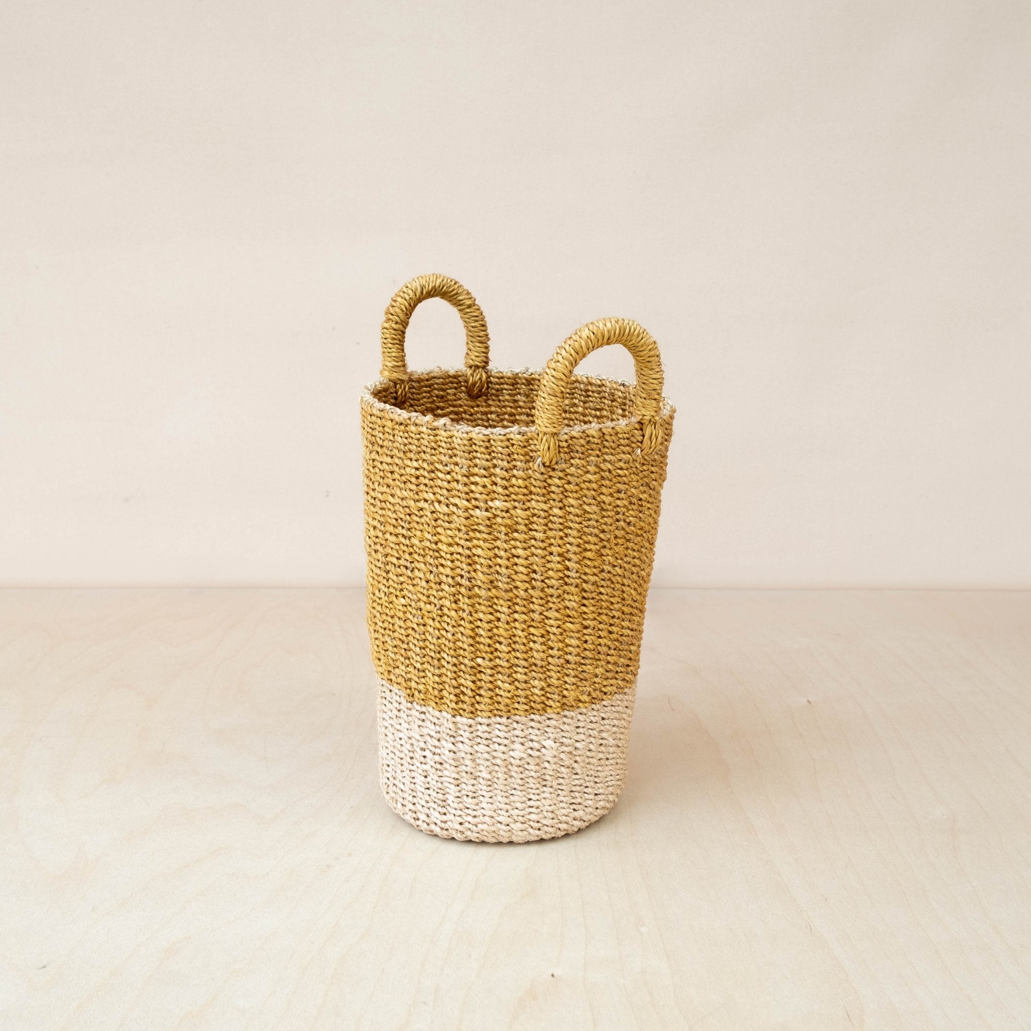 Mustard Tall Woven Basket Vase - Wicker Basket | LIKHÂ LIKHÂ | Heirloom Boulevard