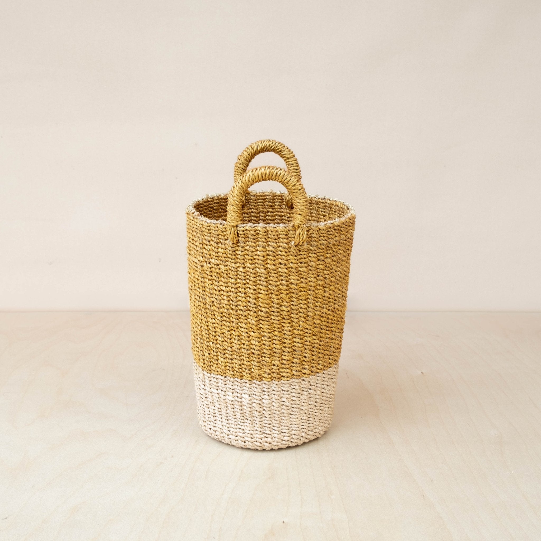 Mustard Tall Woven Basket Vase - Wicker Basket | LIKHÂ LIKHÂ | Heirloom Boulevard