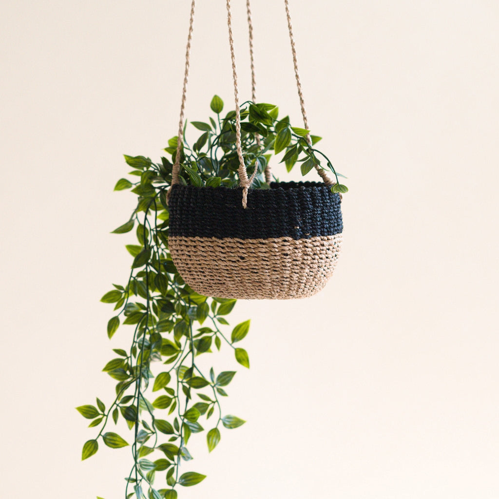 Natural + Black Colorblock Hanging Planter - Hanging Basket | LIKHÂ LIKHÂ | Heirloom Boulevard