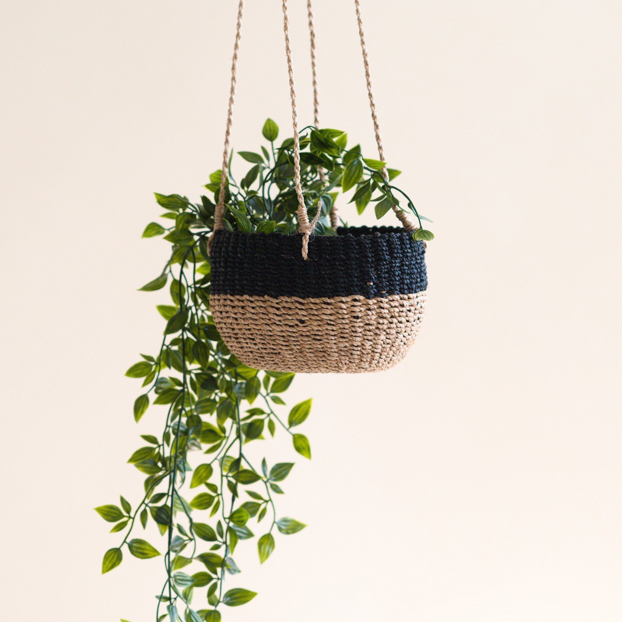 Natural + Black Colorblock Hanging Planter - Hanging Basket | LIKHÂ LIKHÂ | Heirloom Boulevard