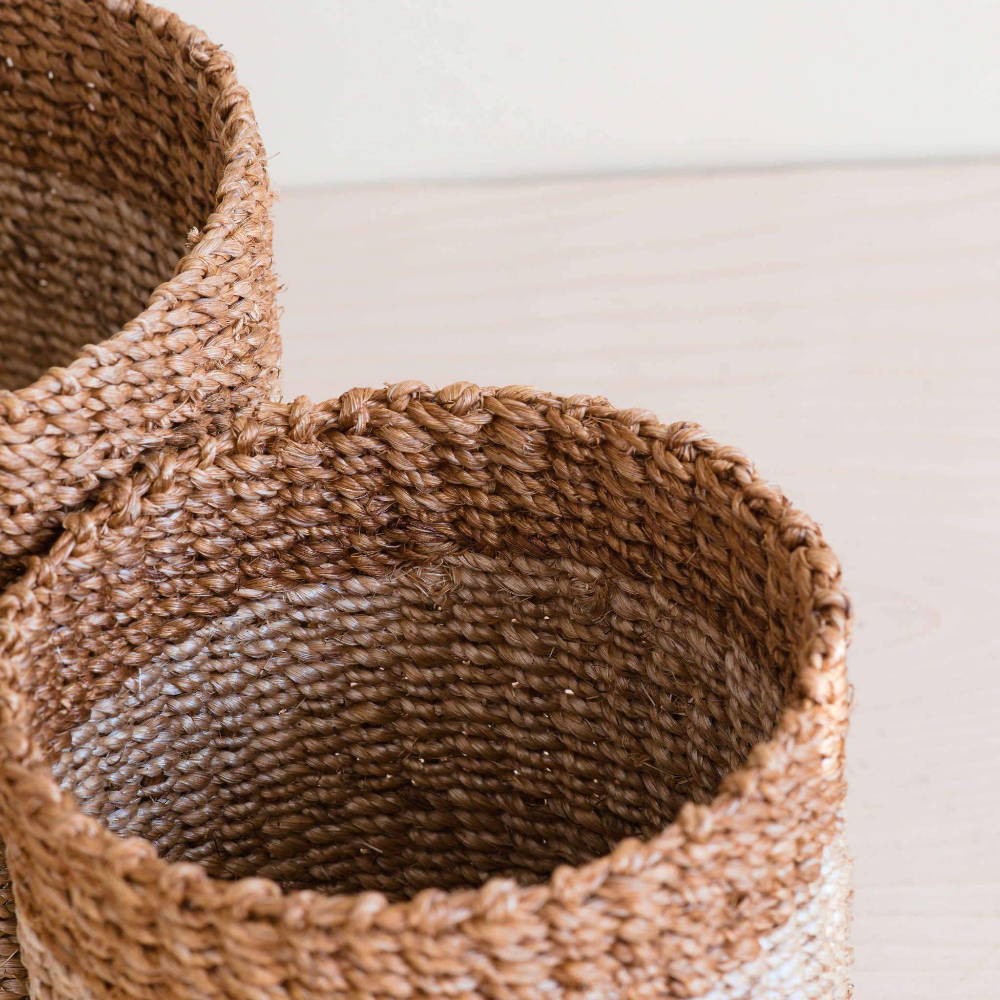 Natural + Brown Tabletop Bins Set of 2 - Wicker Baskets | LIKHÂ | Heirloom Boulevard
