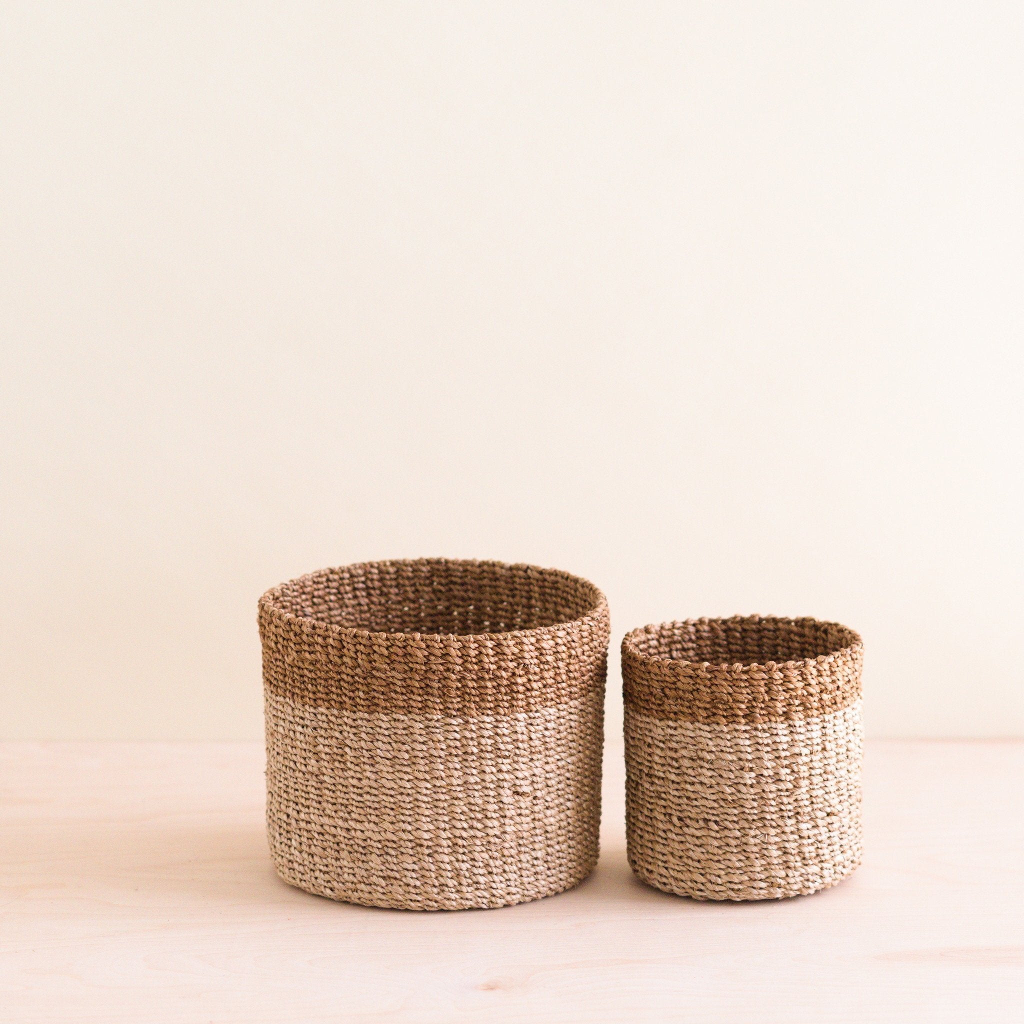 Natural + Brown Tabletop Bins Set of 2 - Wicker Baskets | LIKHÂ | Heirloom Boulevard