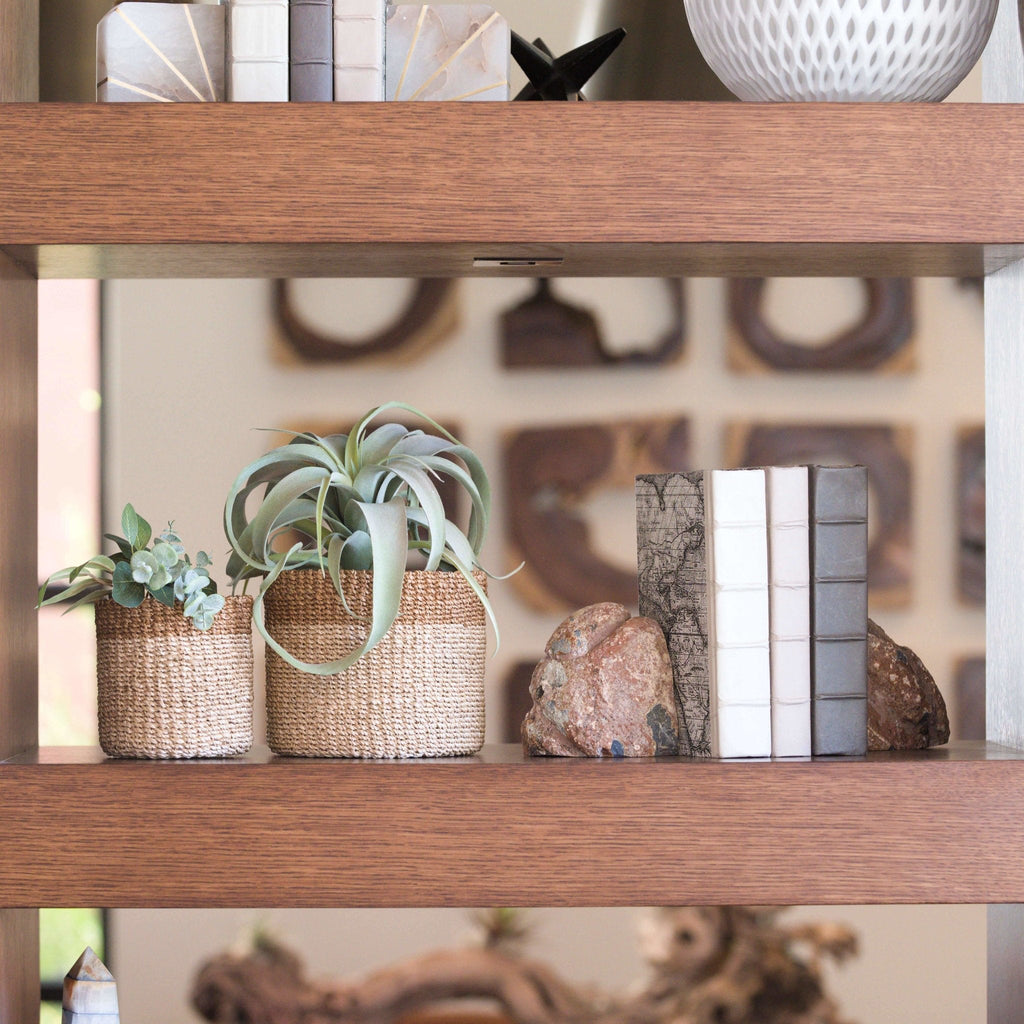 Natural + Brown Tabletop Bins Set of 2 - Wicker Baskets | LIKHÂ | Heirloom Boulevard